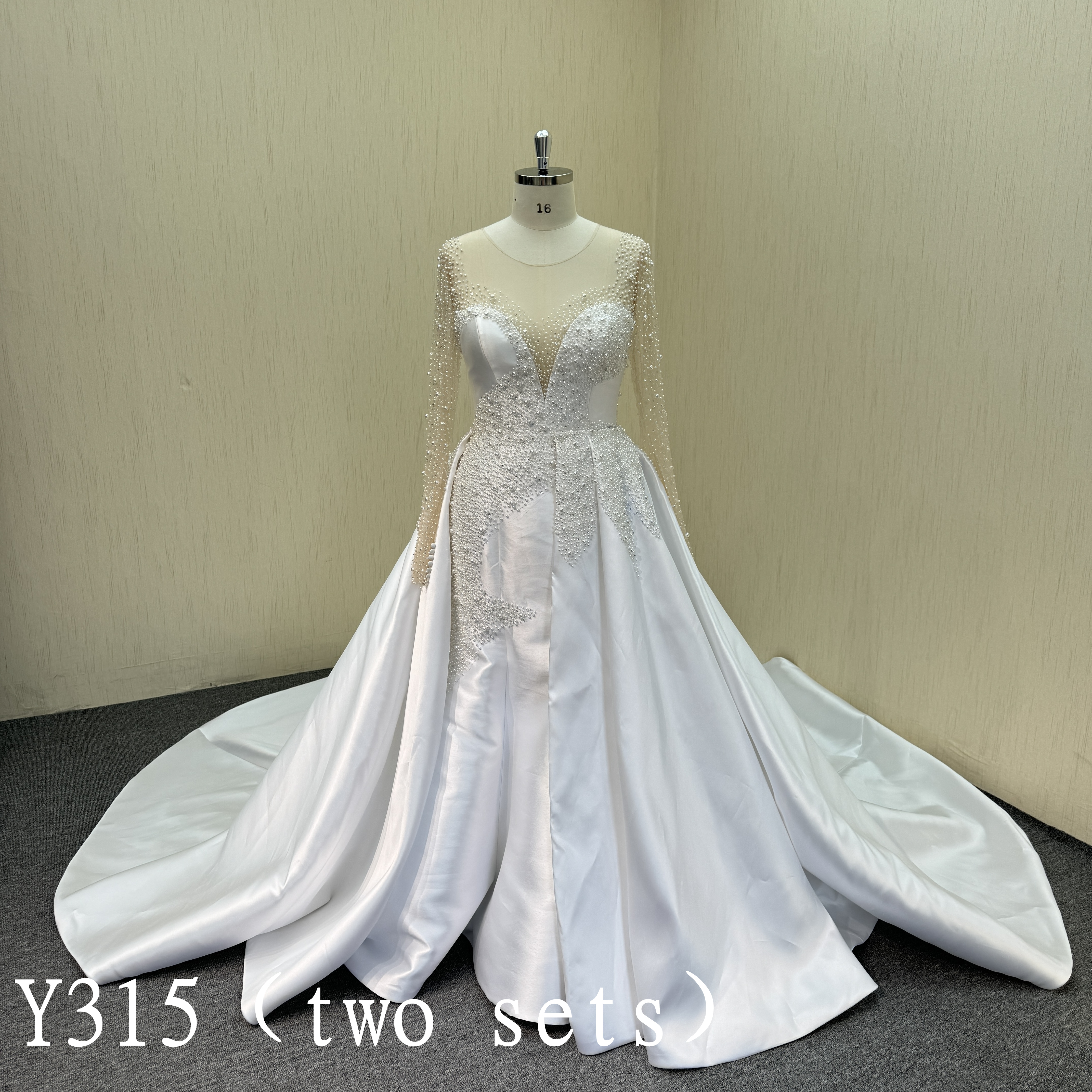 Y315 luxury Design Mermaid wedding dress  with handmade beading and detachable train