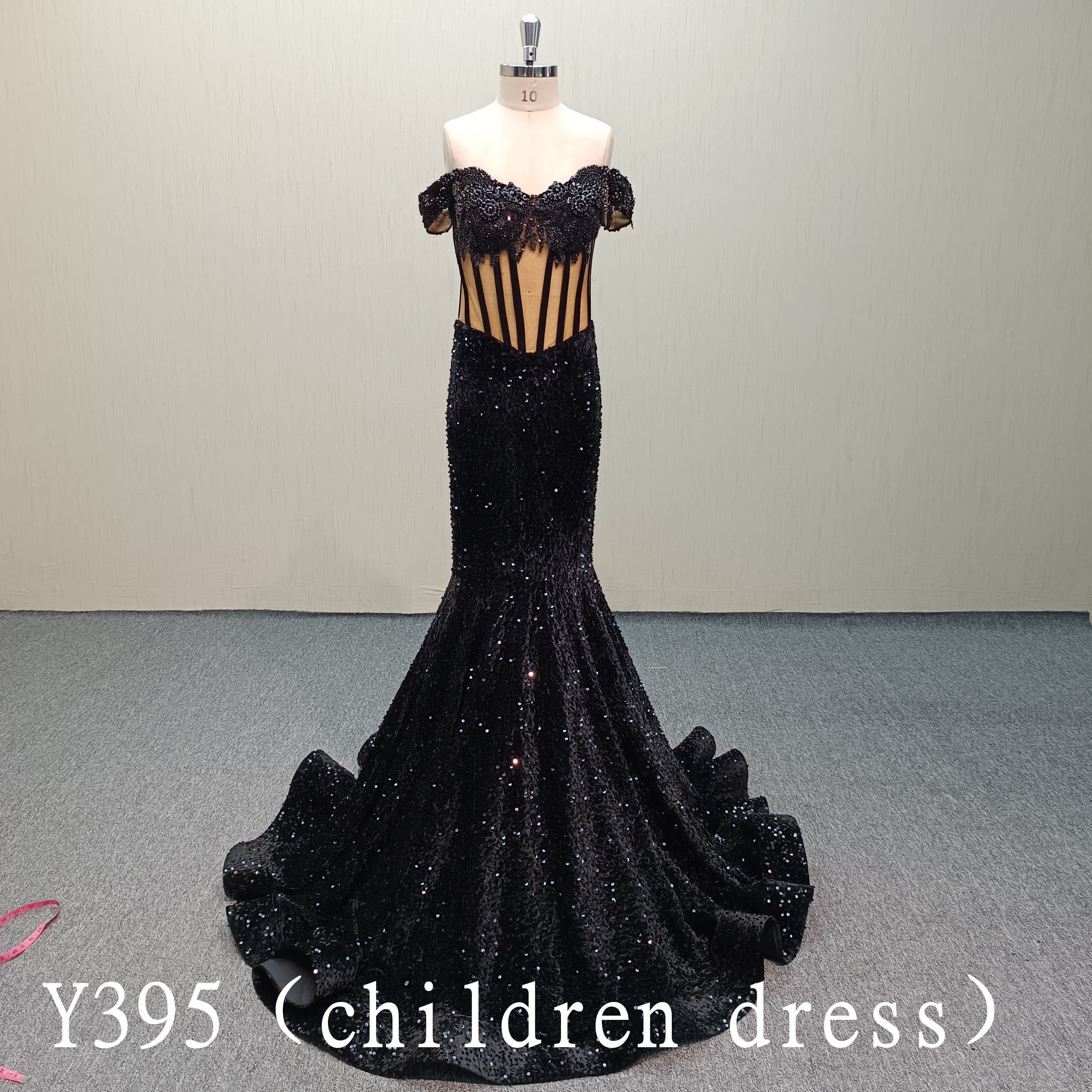 Y391 Gorgeous Mermaid sequin prom dress with beads applique for girls
