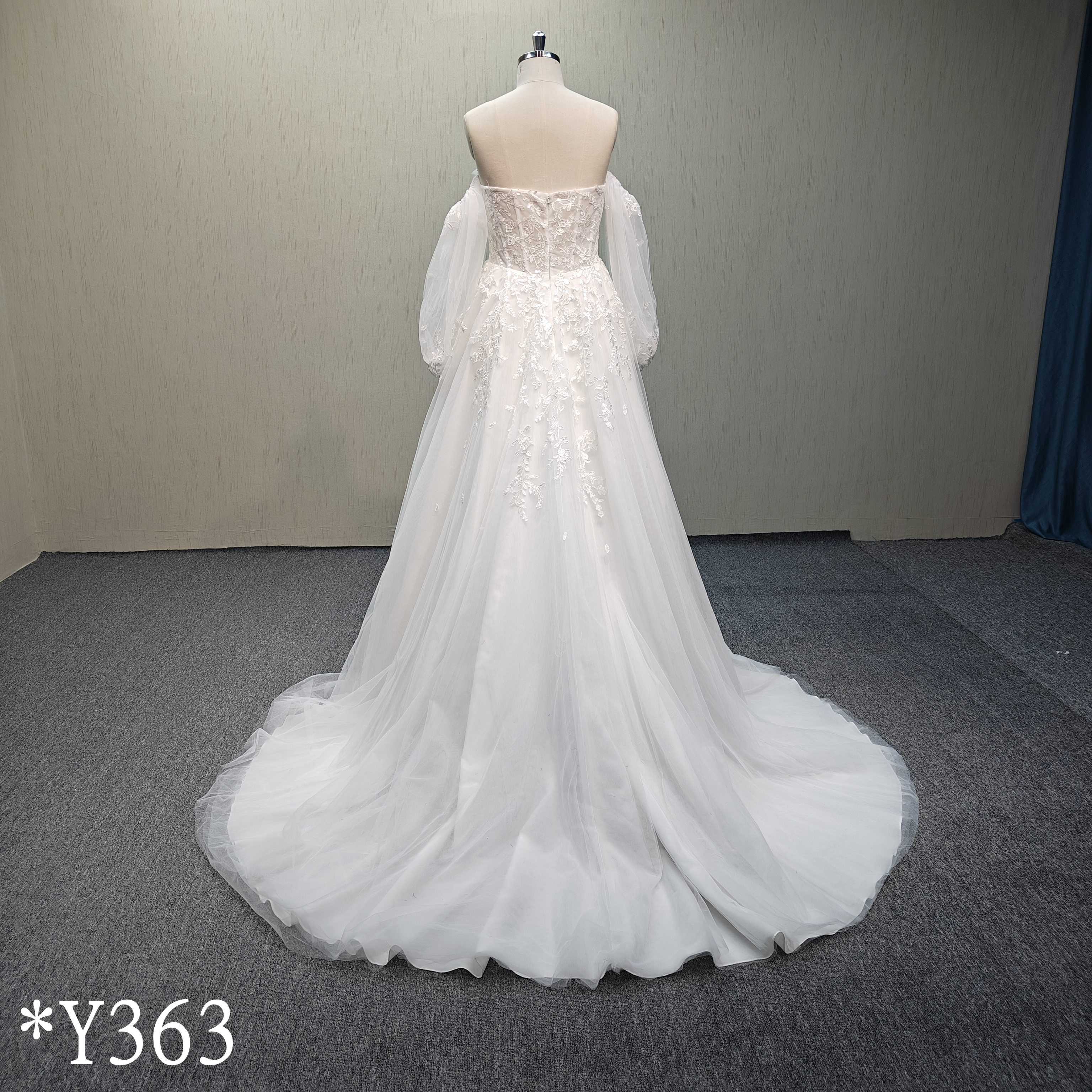 Y363 Pleats bodice with A line wedding gown for women