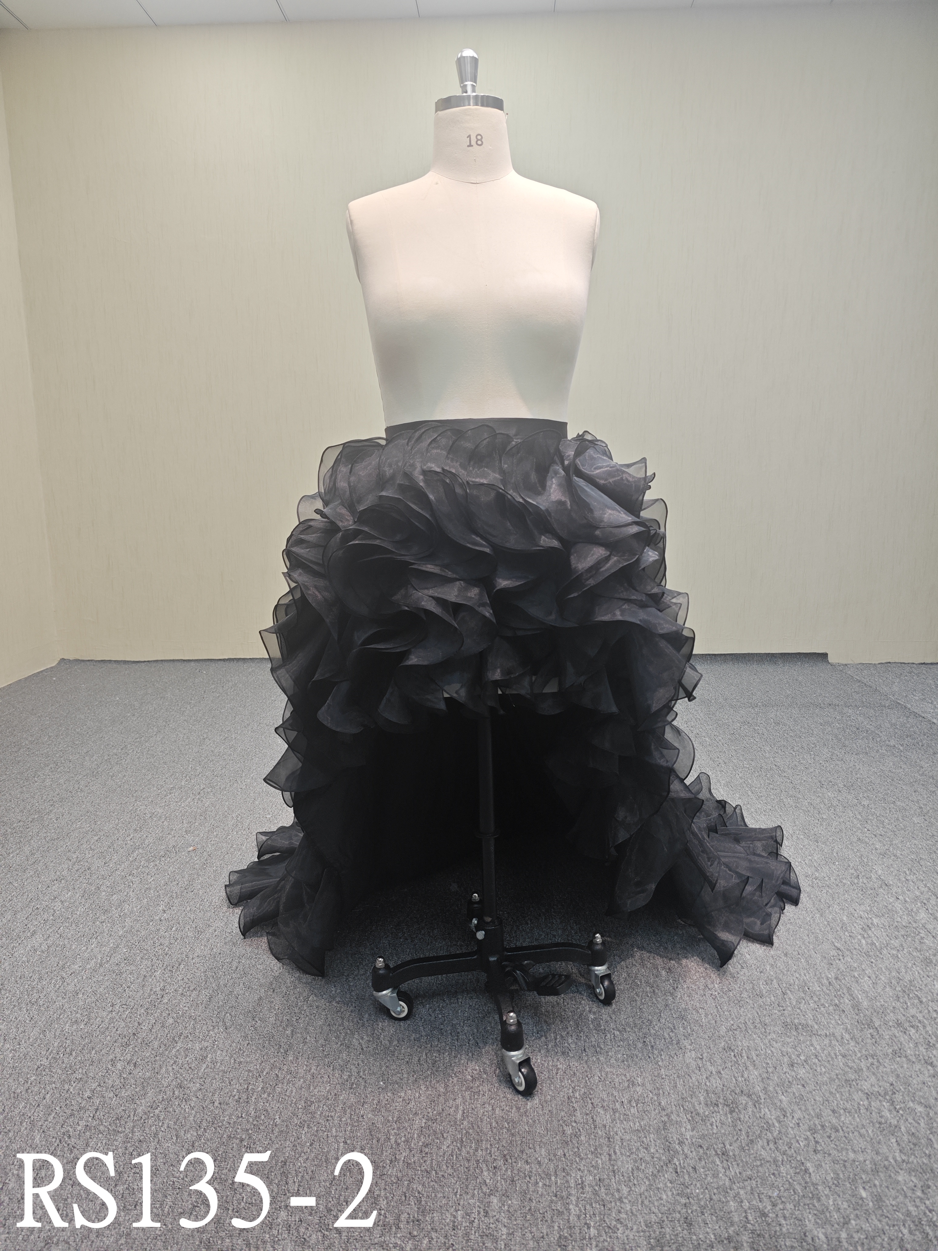 RS135-1/2 Black organza skirt with detachable design