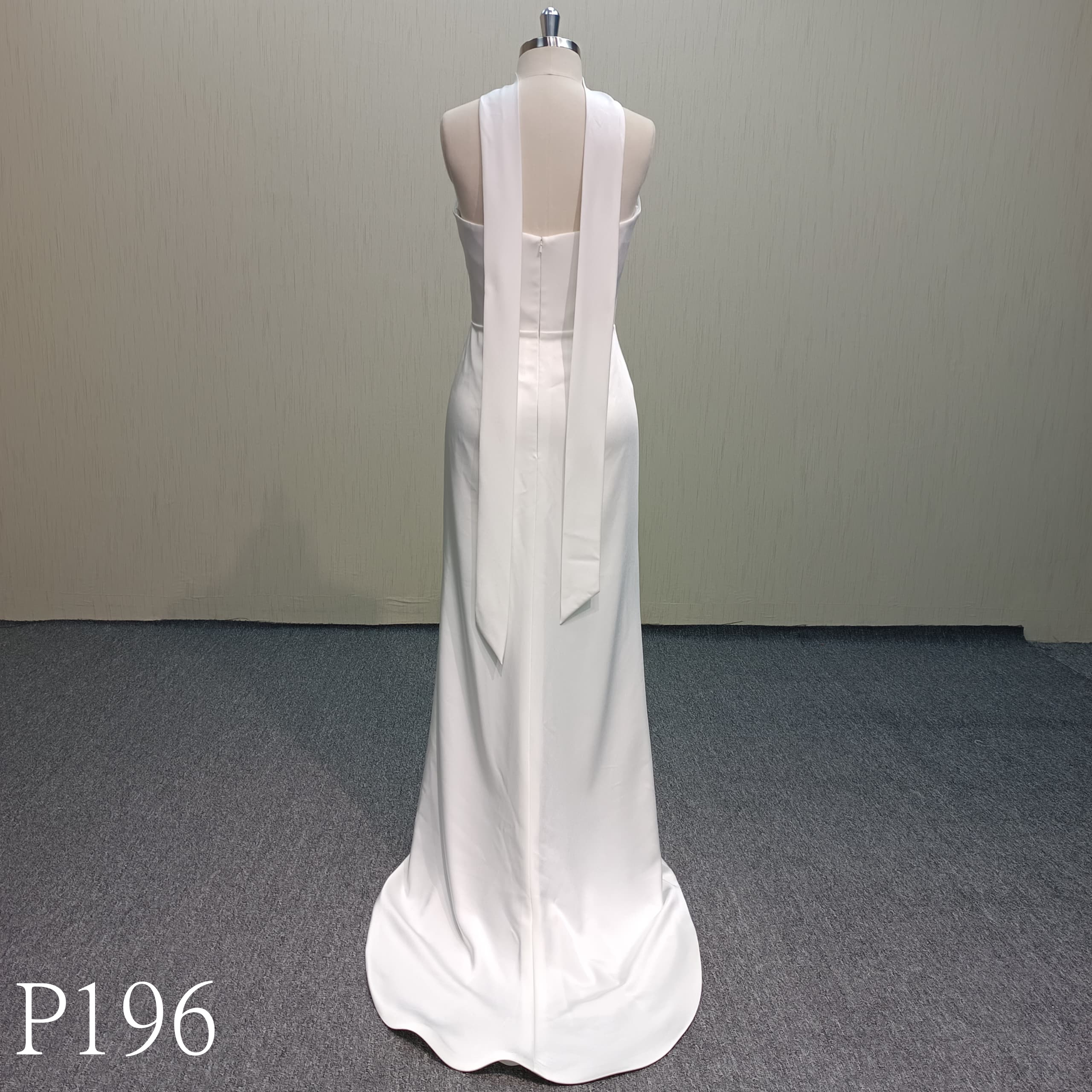 P196 Simple Satin Sleeveless Mermaid Wedding Dress