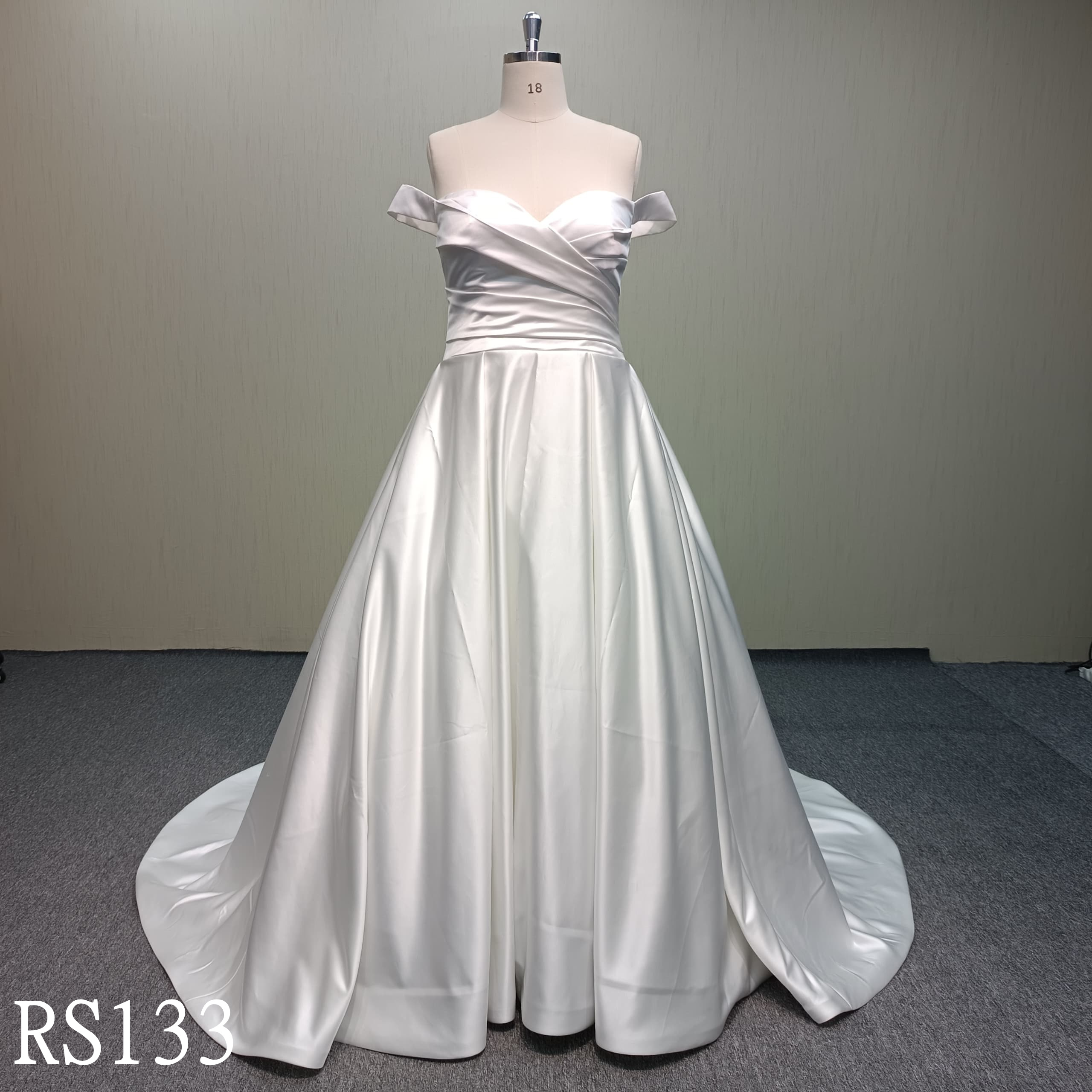 RS133 Simple Satin A-Line Sleeveless Wedding Dress