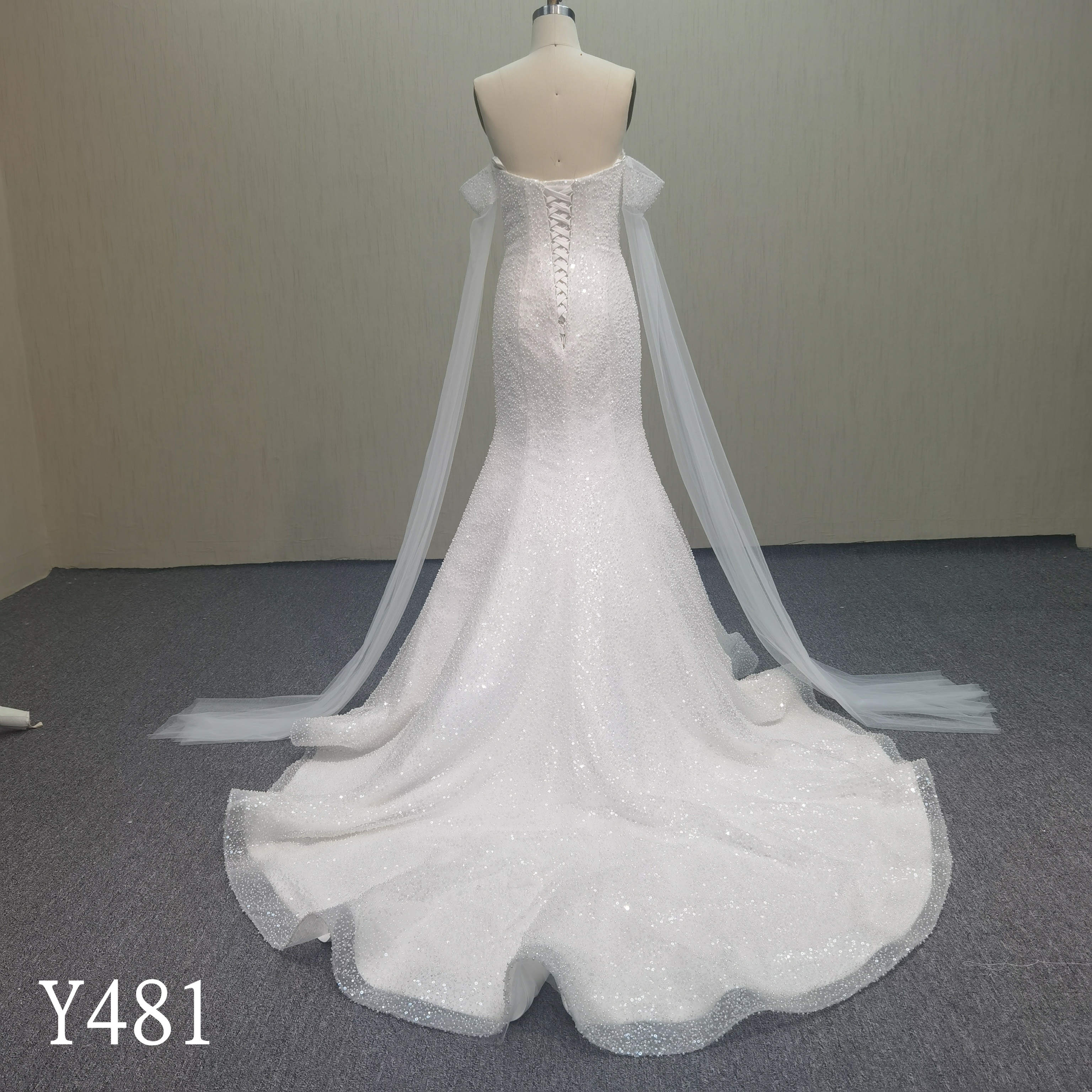 Y481 Beaded Sleeveless Mermaid Wedding Dress