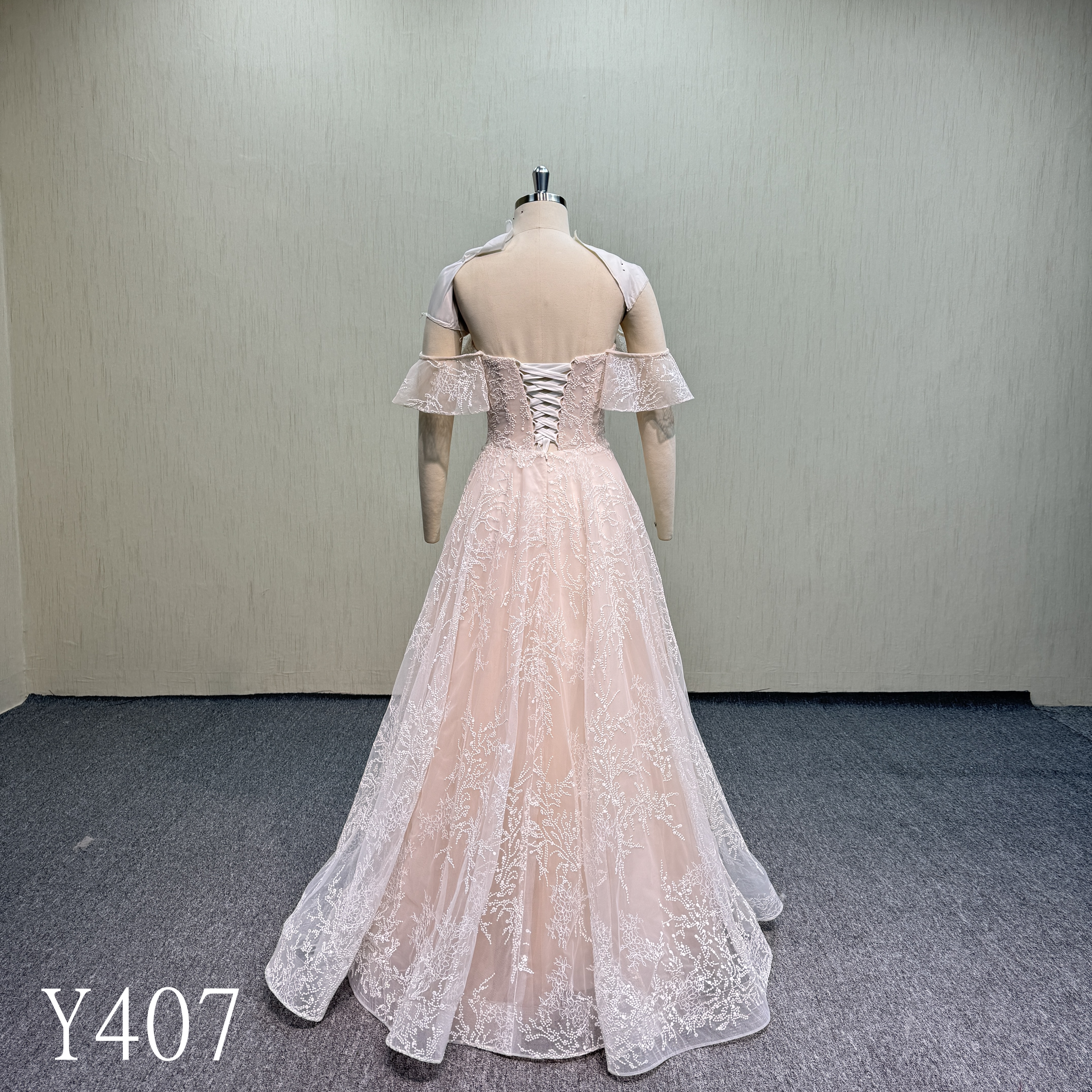 Y407 Off-the-shoulder floor-length wedding dress