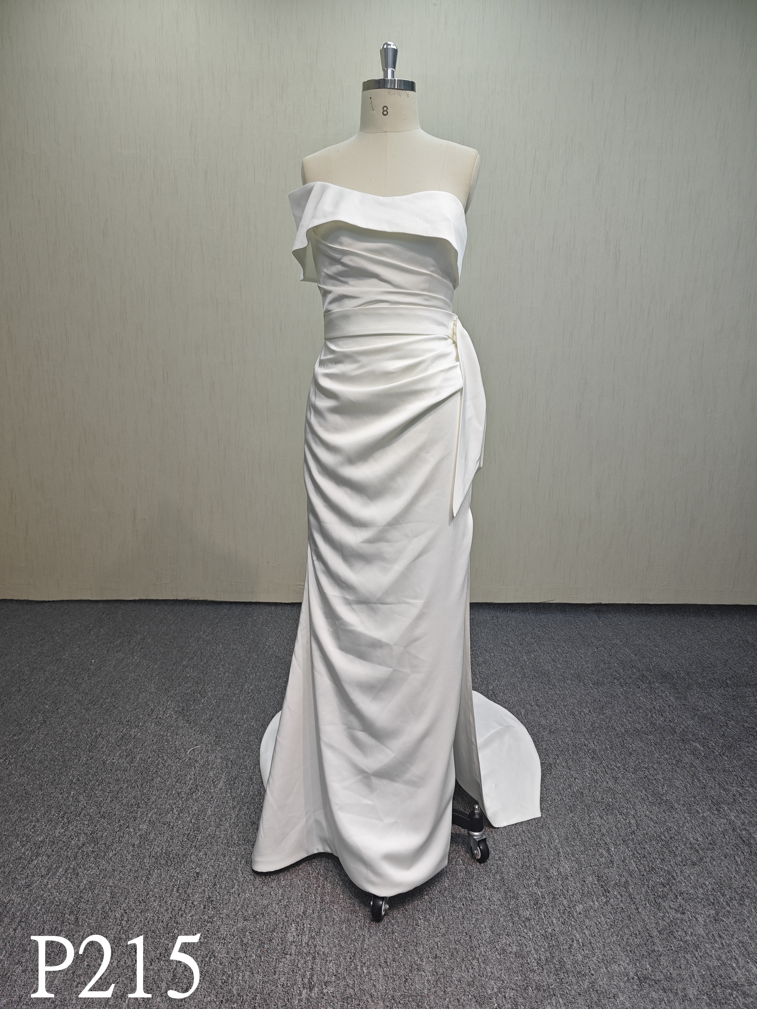 P215 Plain ivory evening dress