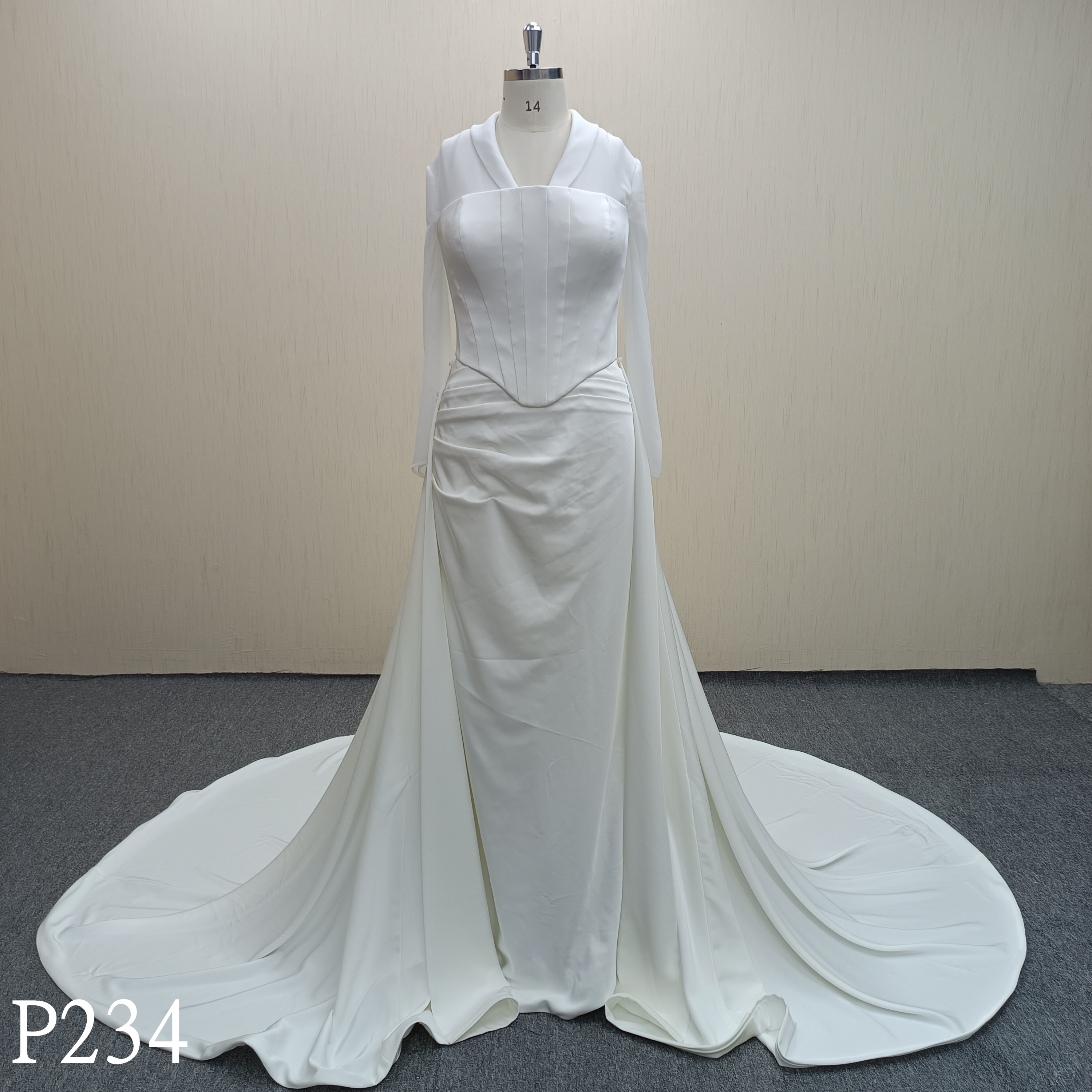 P234 Long-sleeve Ivory Dress