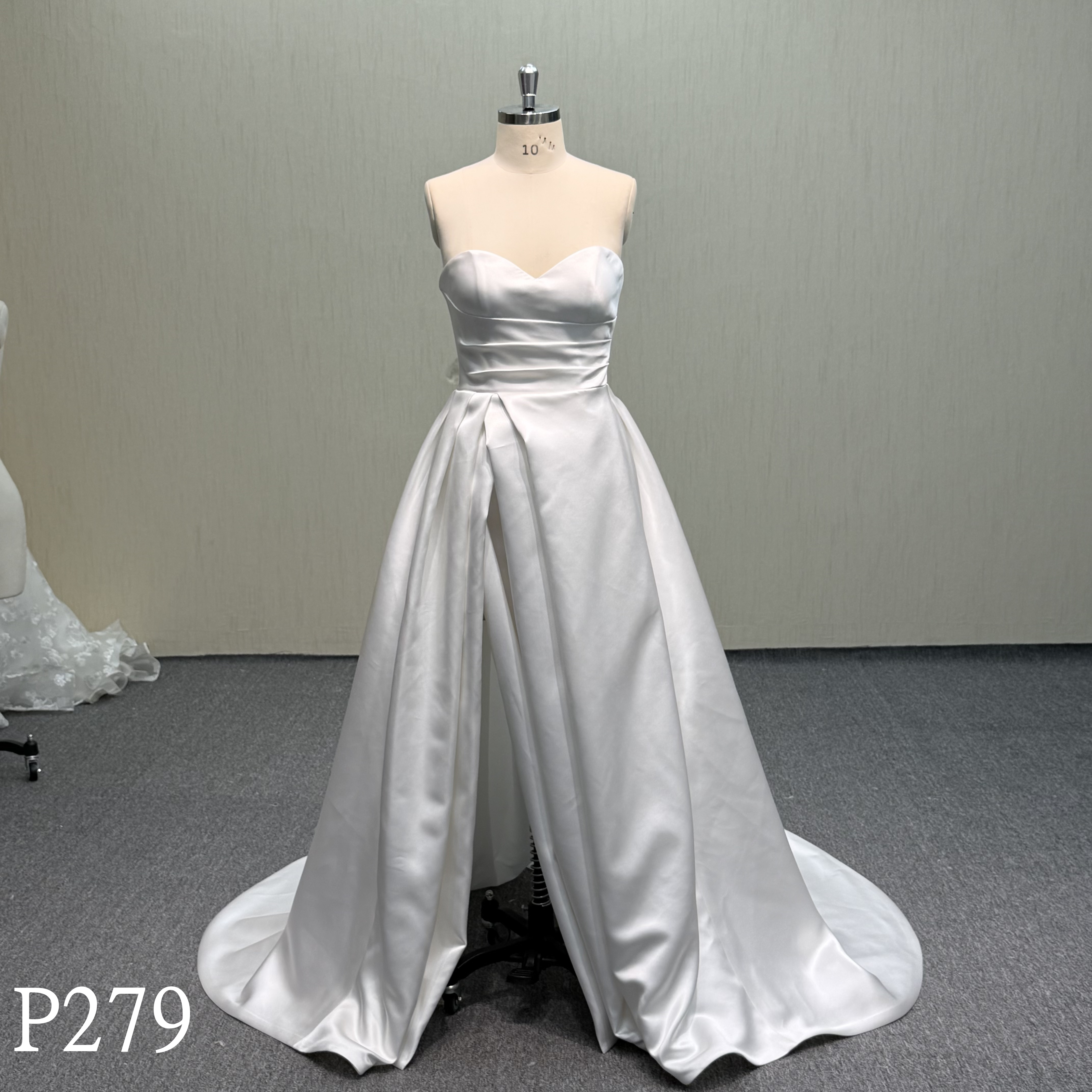 P279 Satin Wedding Dress showing temperament