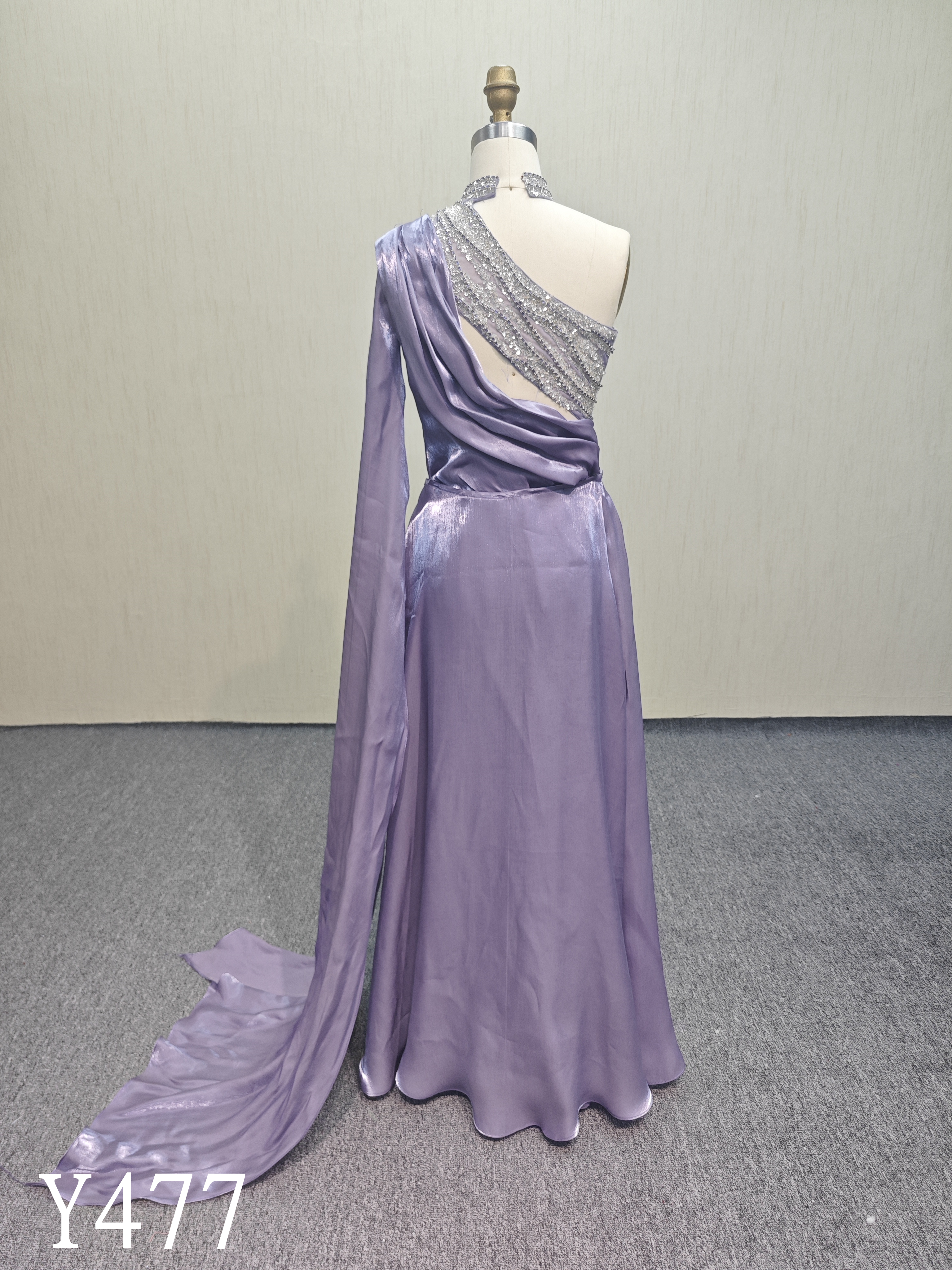 Y477 Purple Asymmetric Wedding Dress