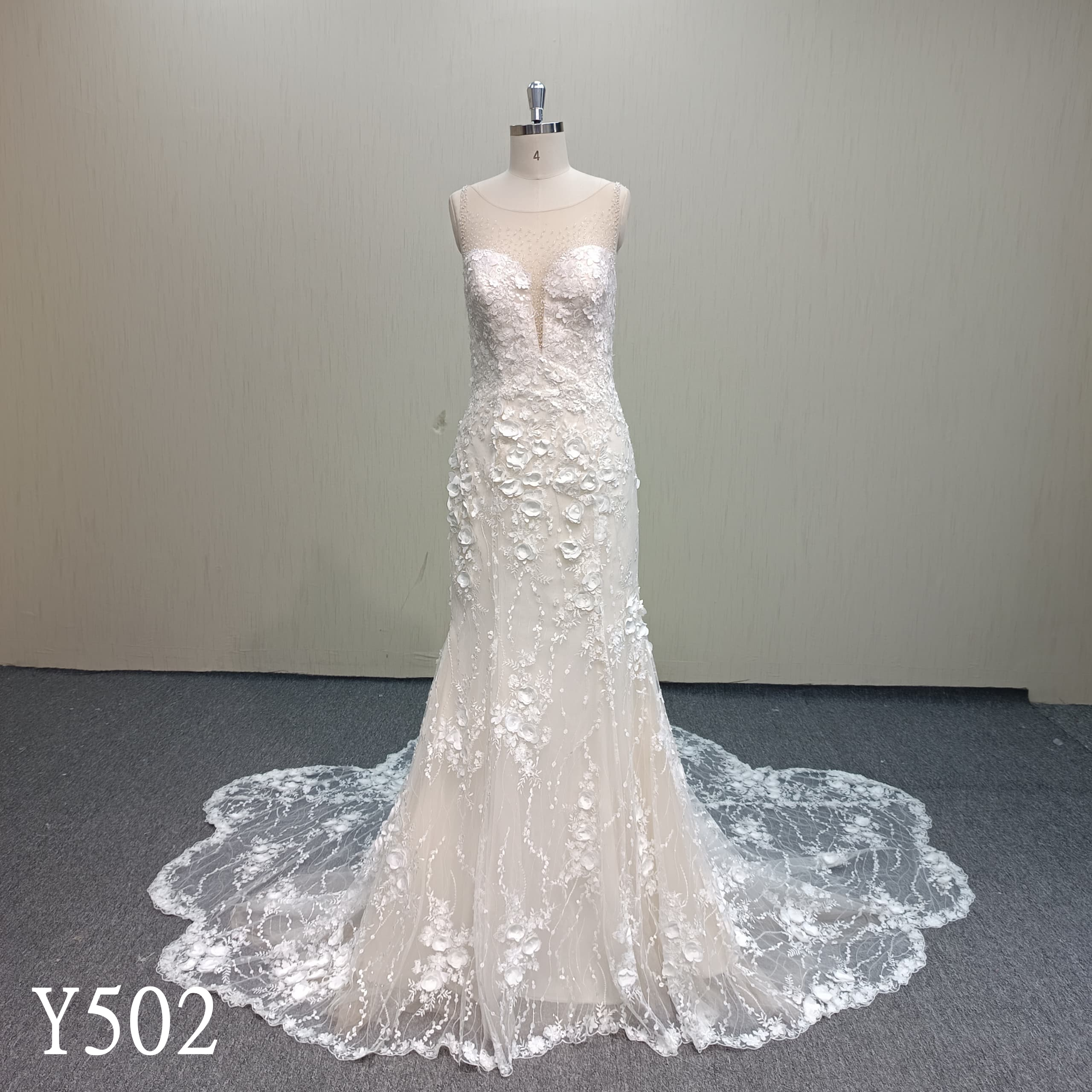 Y502 Bateau Mermaid Wedding Dress