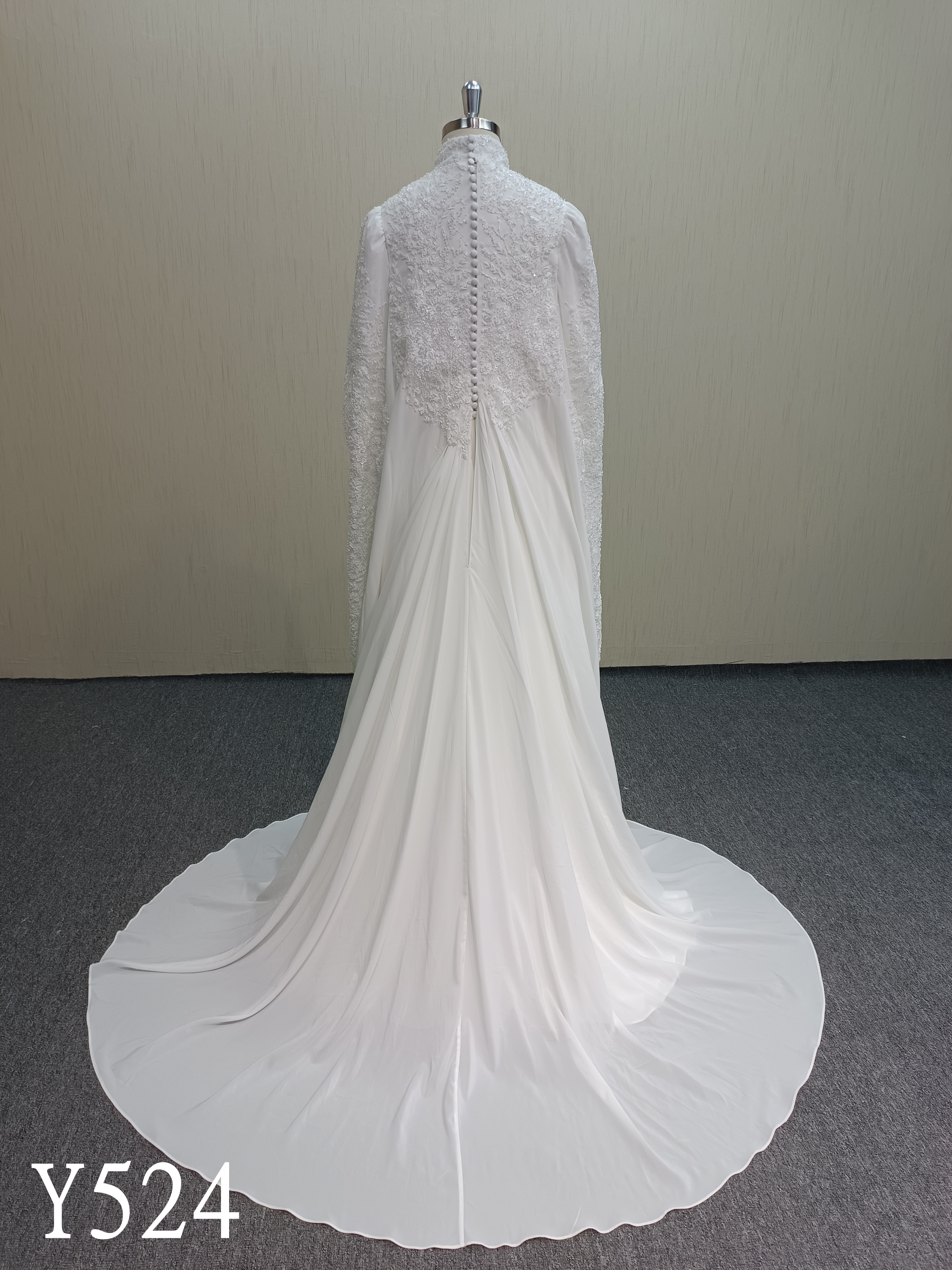 Y524 High Neck Wedding Dress with Shawl