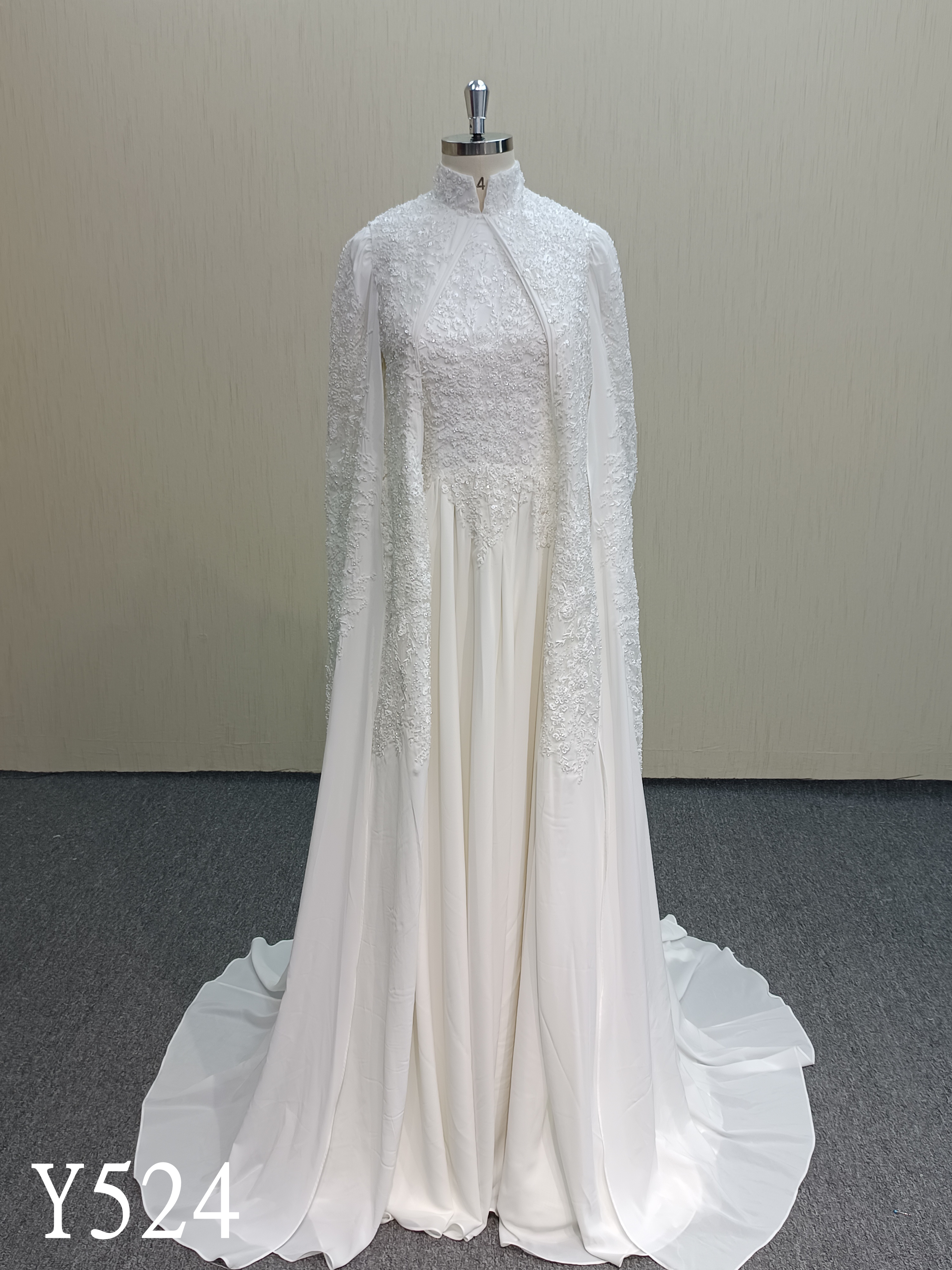 Y524 High Neck Wedding Dress with Shawl