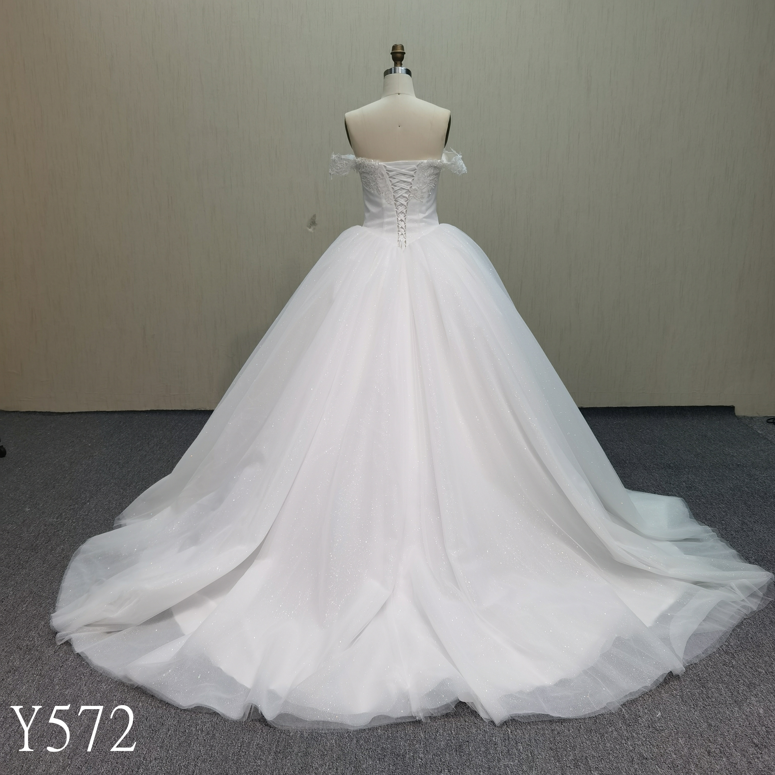 Y572 Off shoulder Wedding Dress with Sequins