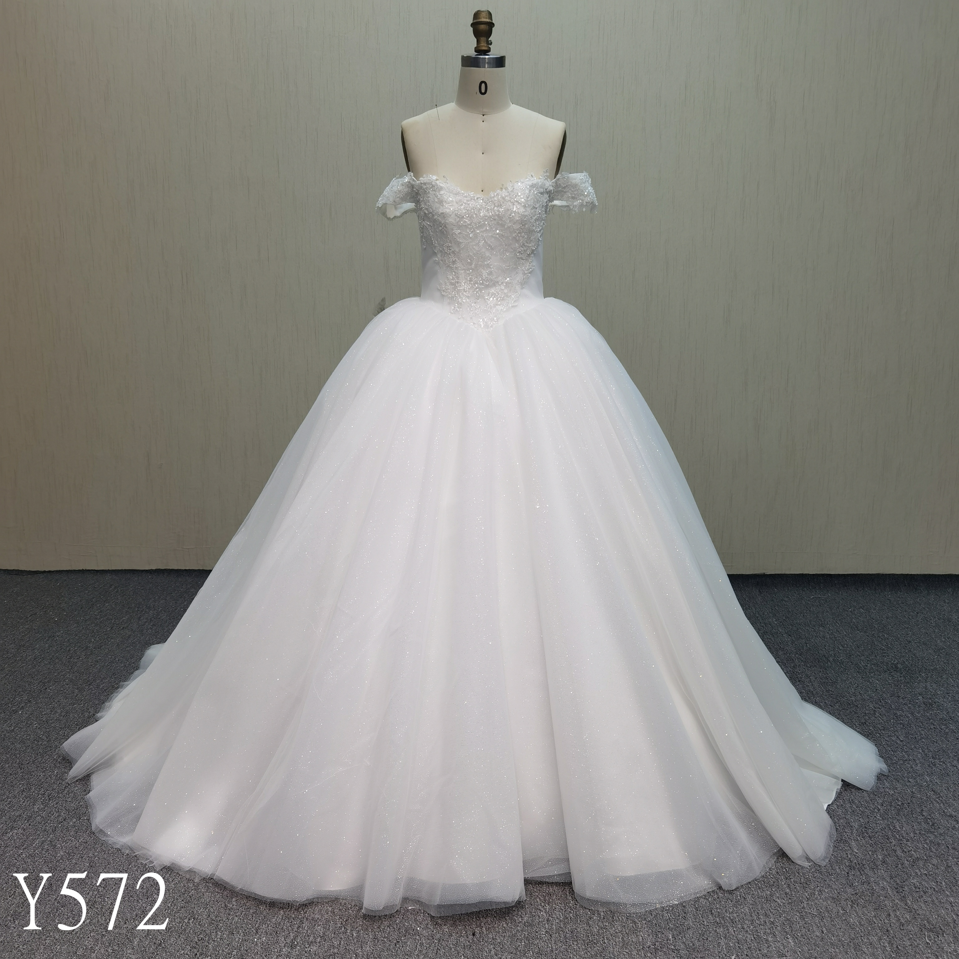 Y572 Off shoulder Wedding Dress with Sequins