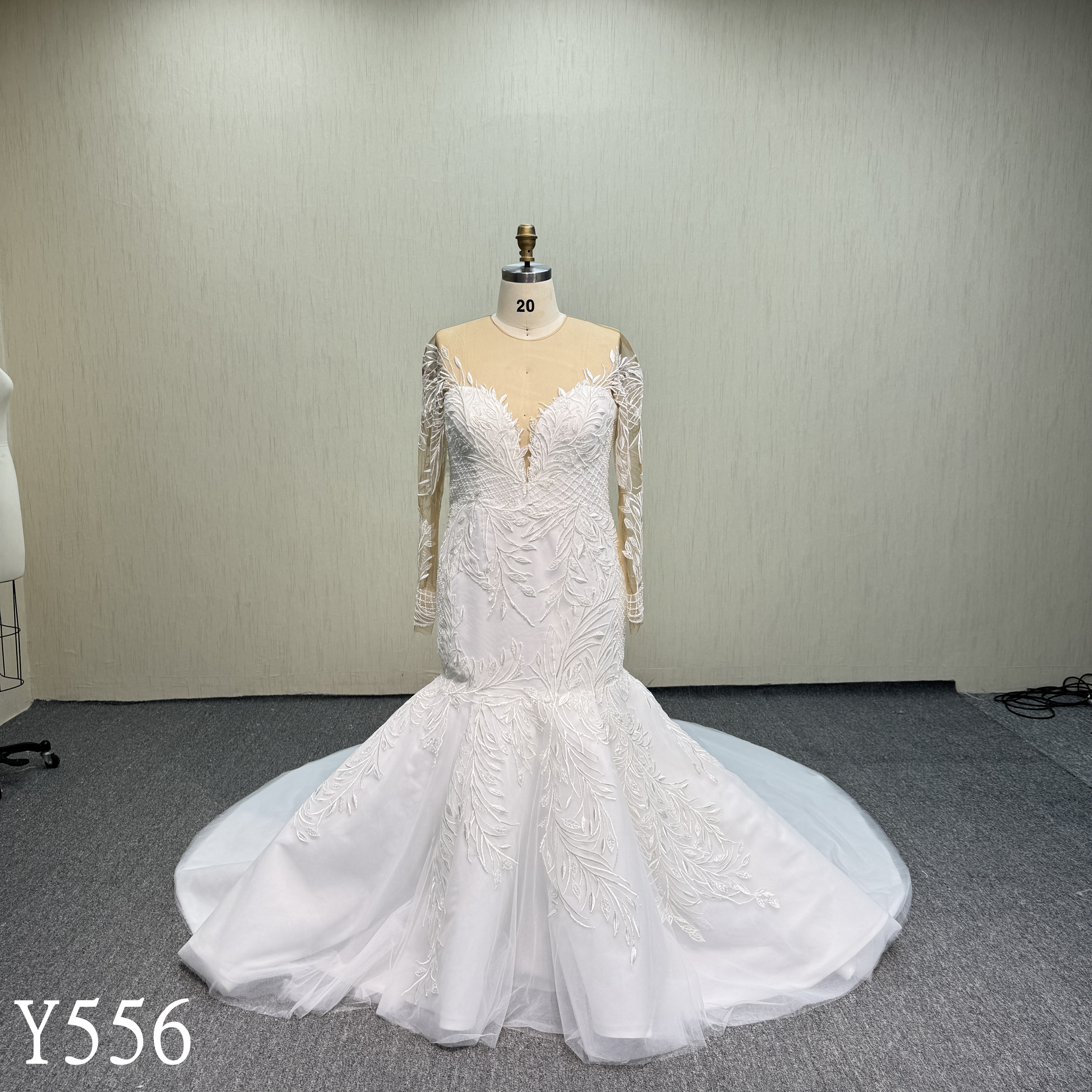 Y556  Mermaid Wedding Dress with illusion
