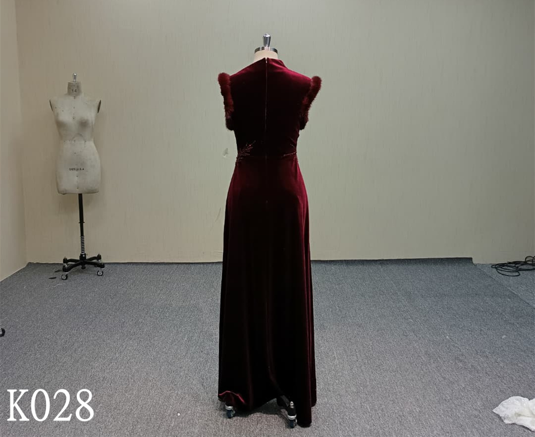K028  Burgundy Evening Dress