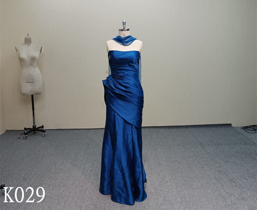 K029  High-end Design Sea Blue Evening Dress