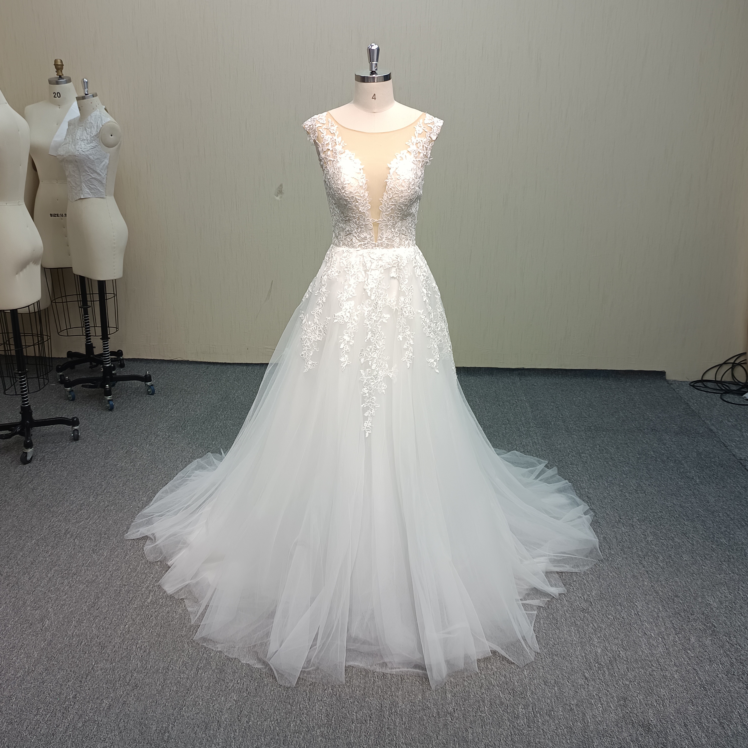 RS064 A-line Wedding Dress with nude insert