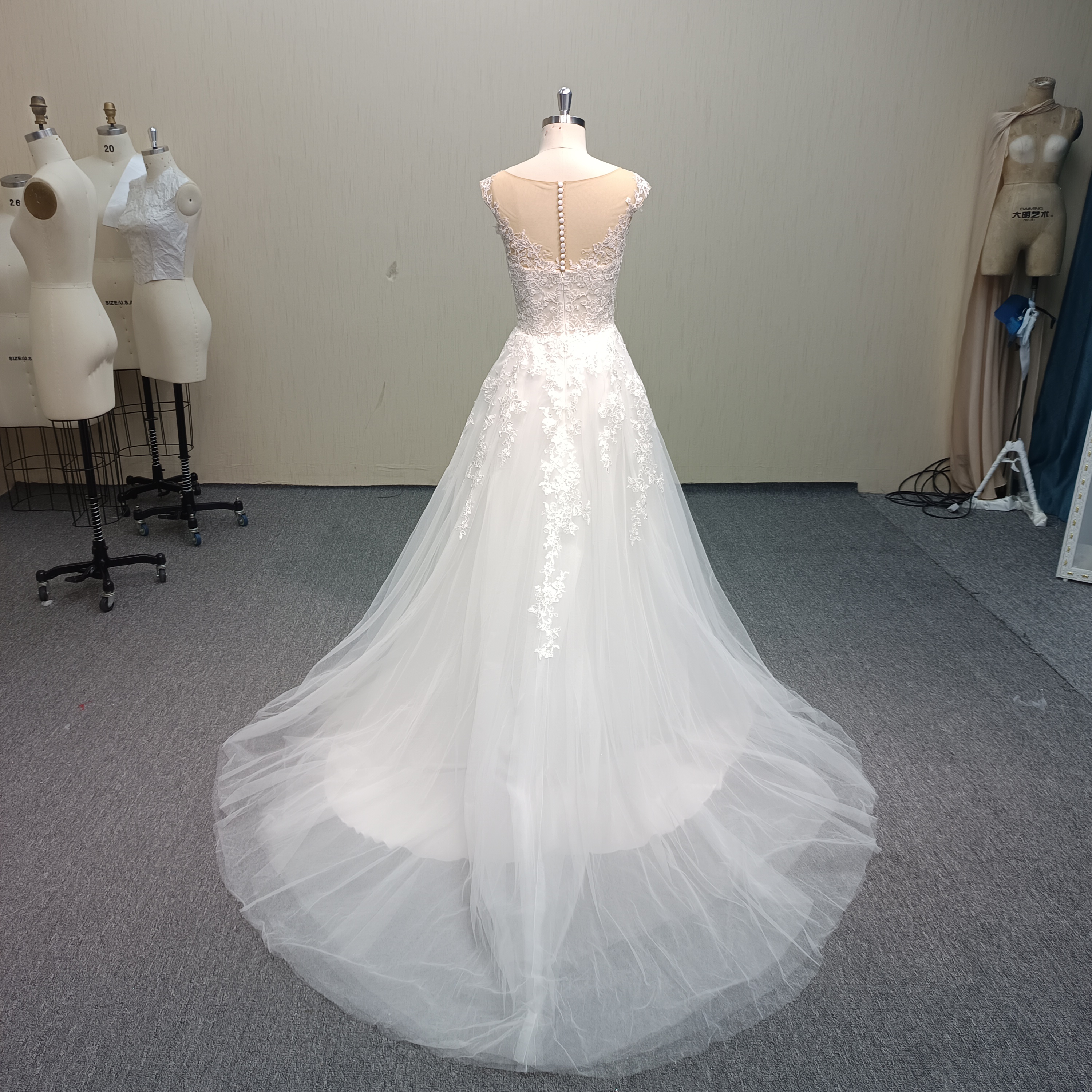 RS064 A-line Wedding Dress with nude insert