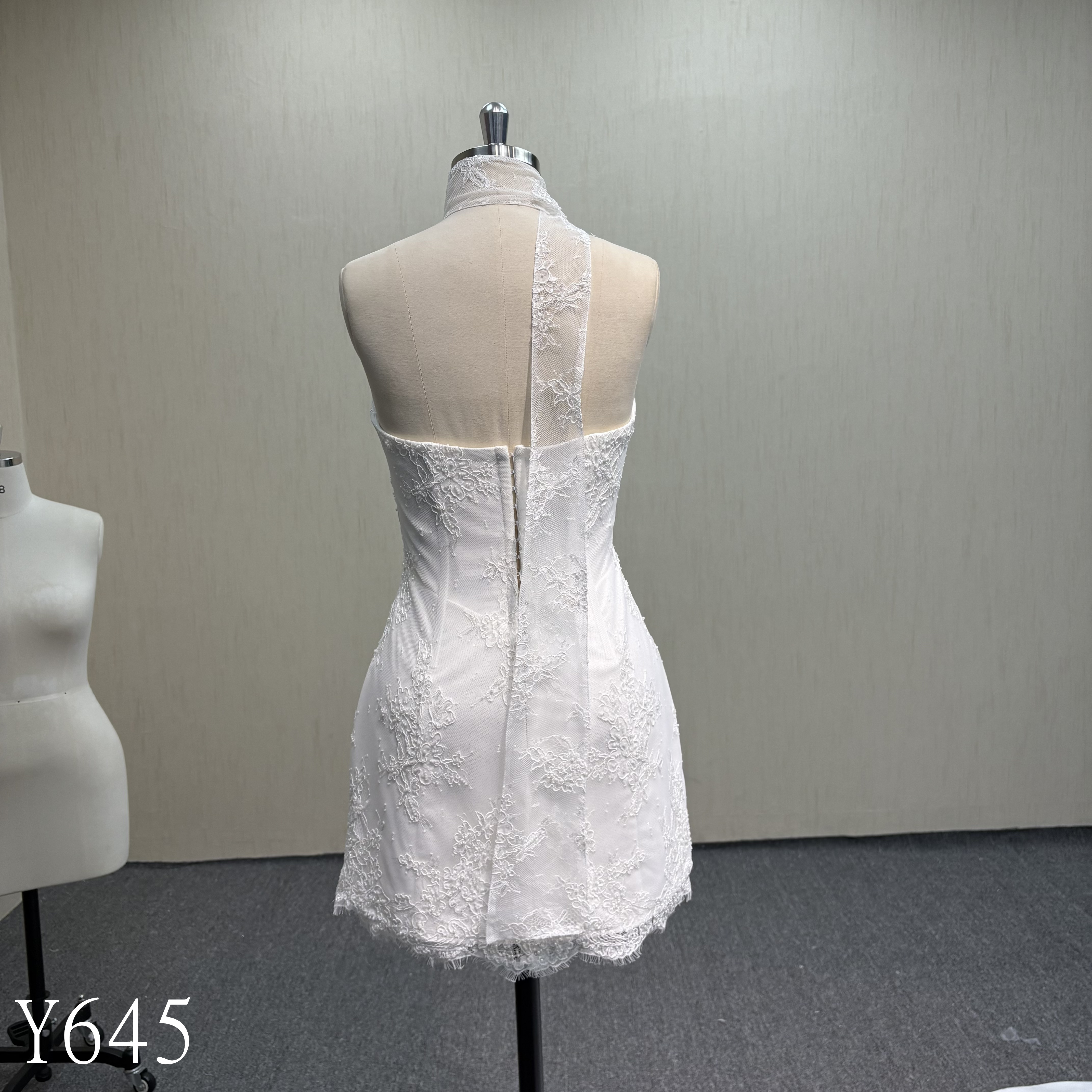 Y645 Short dress--one glitter under the lace and a scarf
