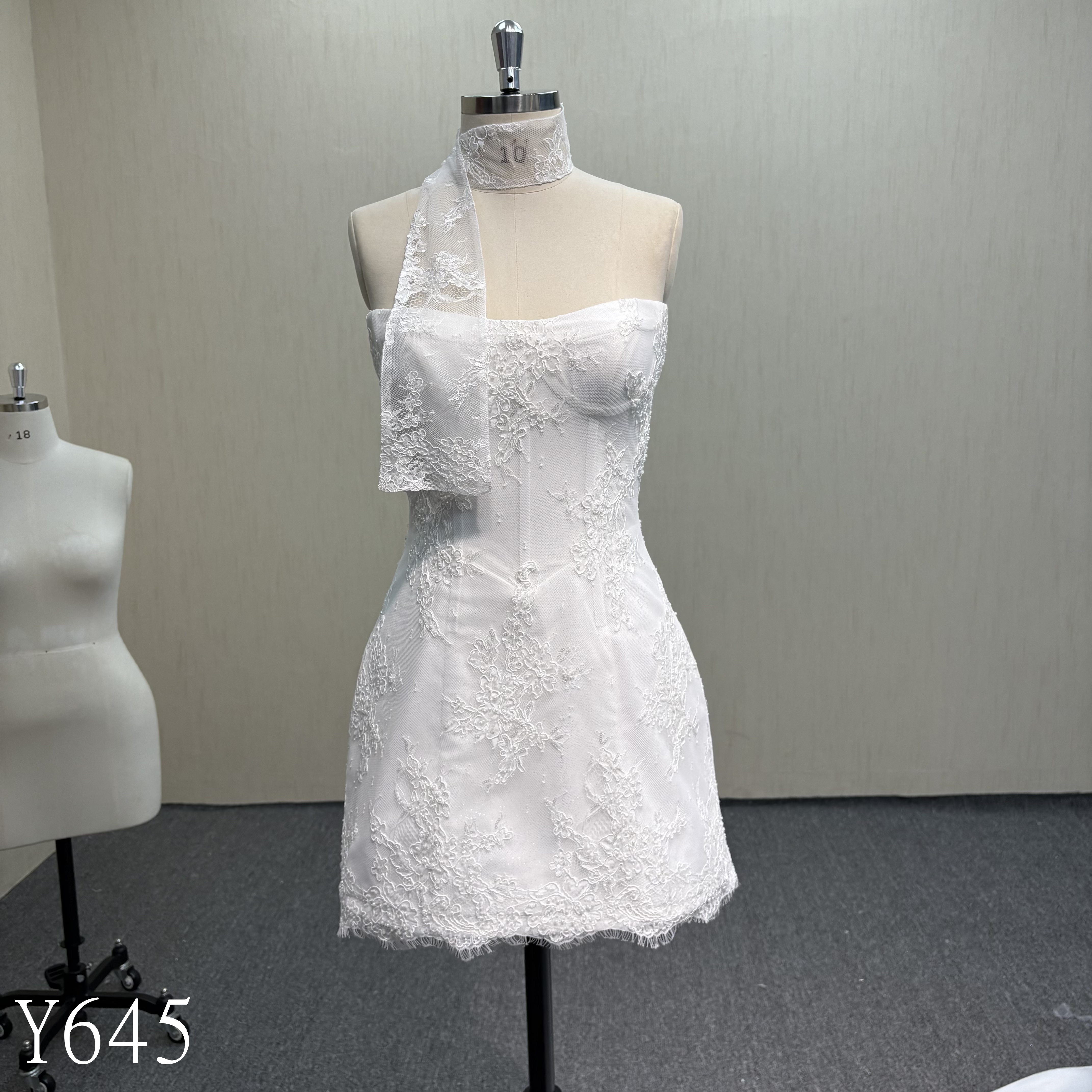 Y645 Short dress--one glitter under the lace and a scarf