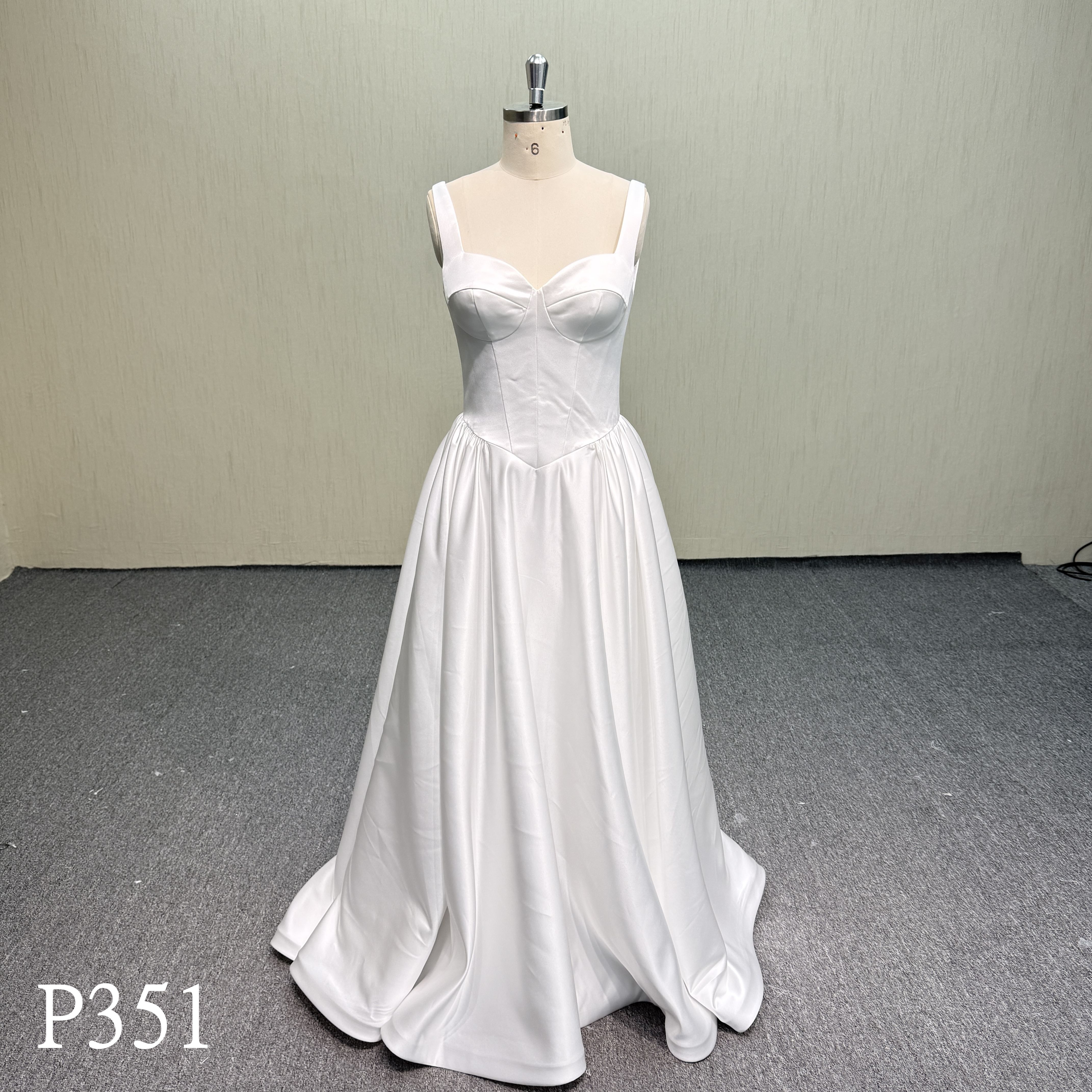 P351 Minimalist Satin Ballgown with Adjustable Corset Back Detail