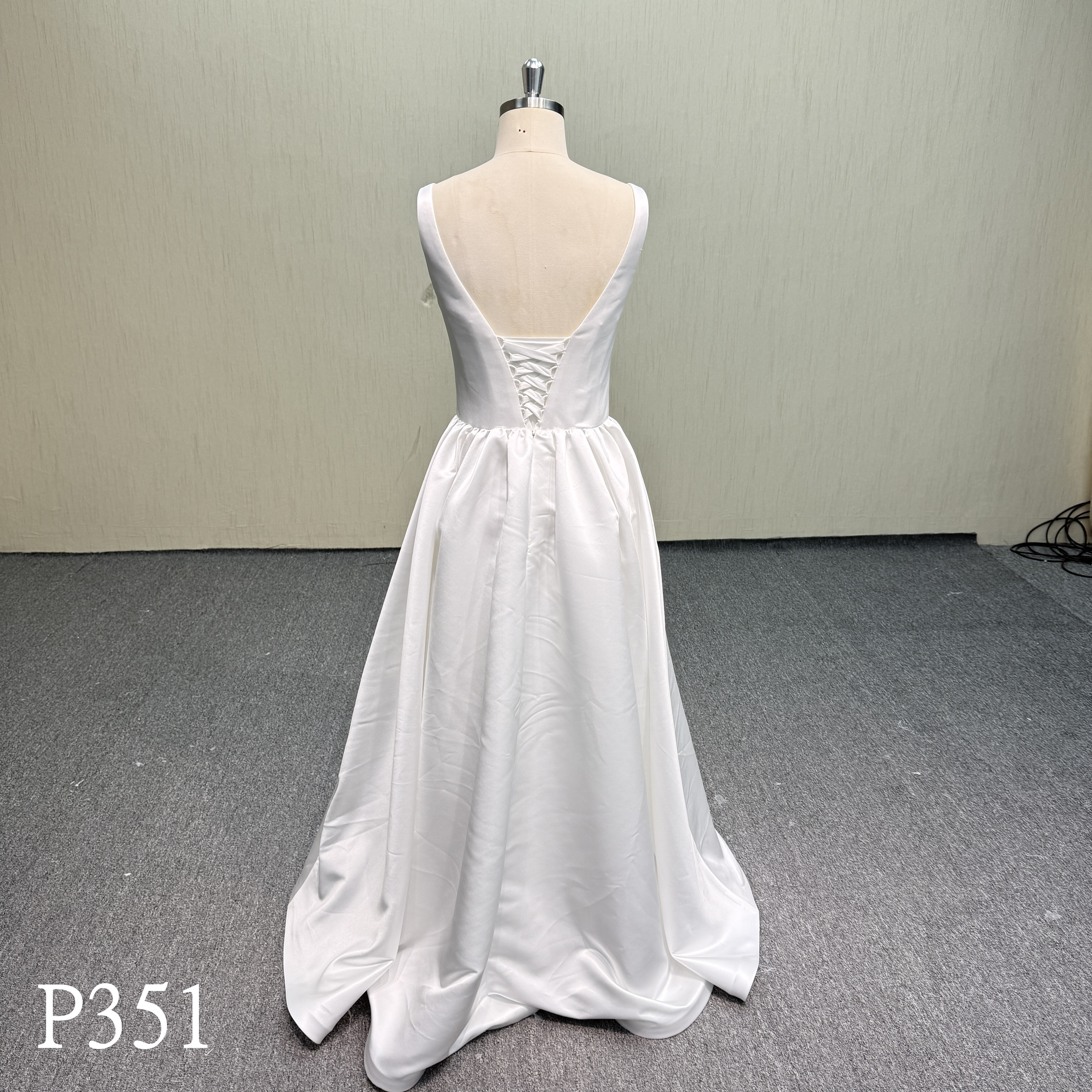P351 Minimalist Satin Ballgown with Adjustable Corset Back Detail