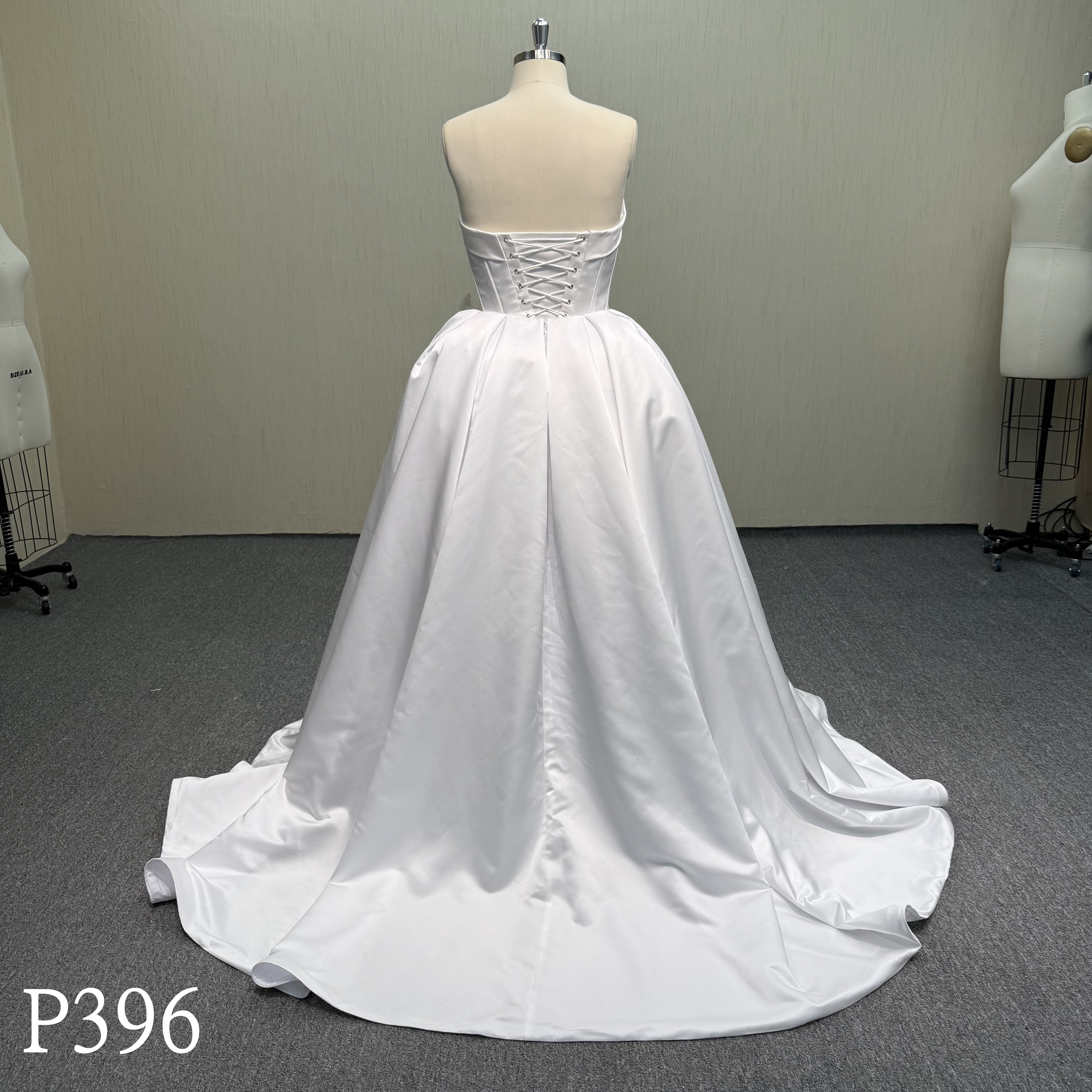 P396 Classic Strapless Sweetheart Ballgown with Lustrous Satin and Voluminous Skirt