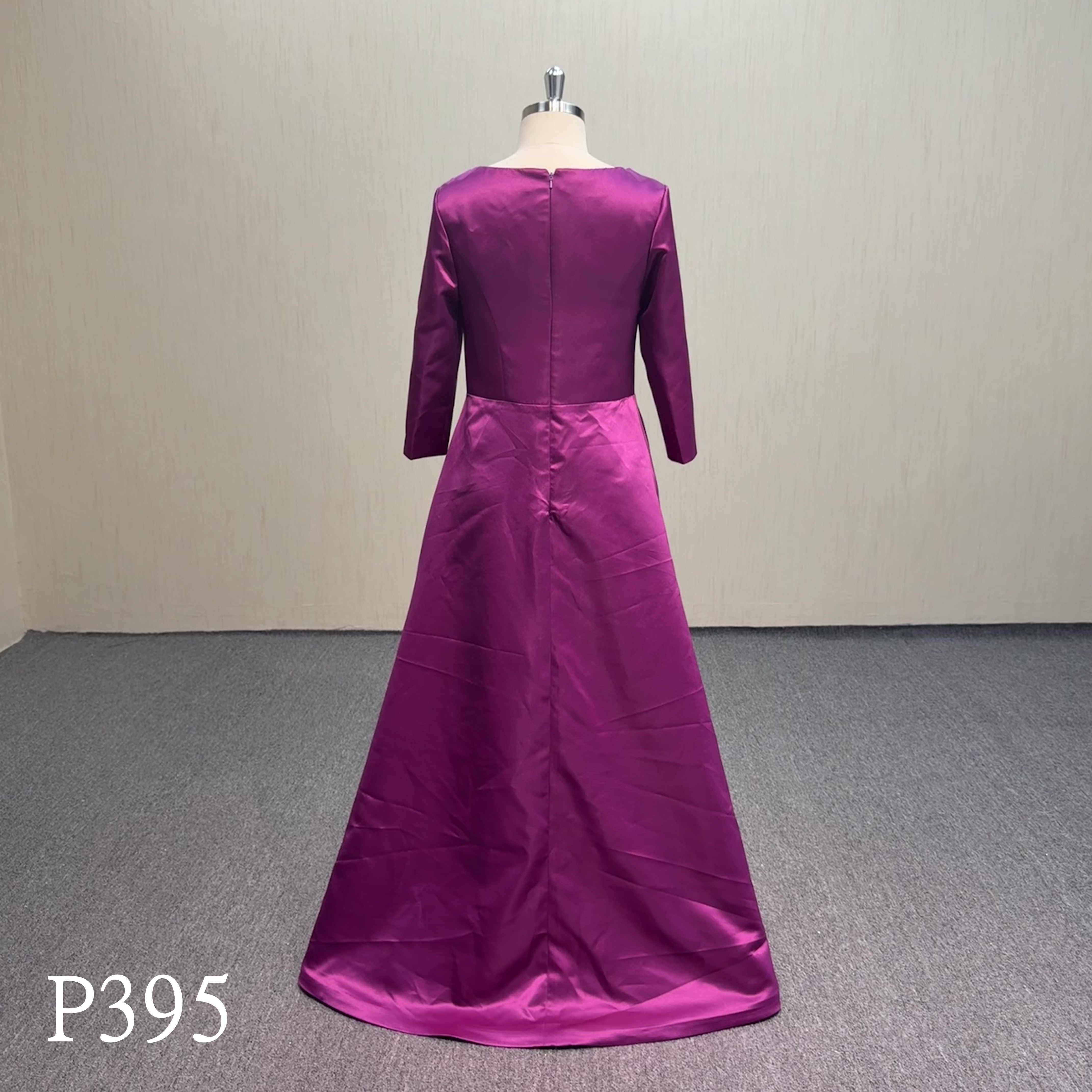 P395 Modest High Neck Purple Mother of the Bride Dress.