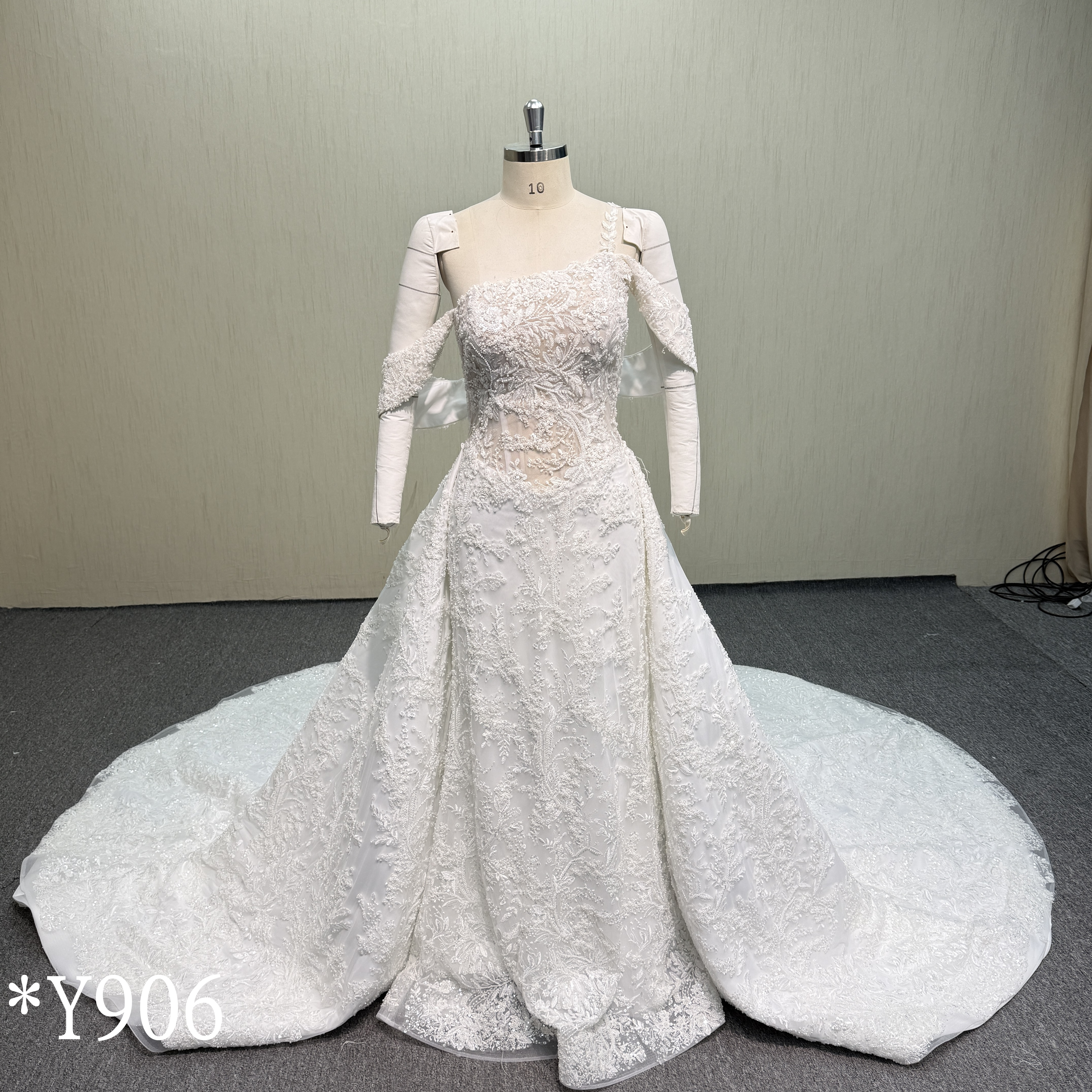 Y906 Convertible 2-in-1 Bridal Gown with Removable Cathedral Skirt.