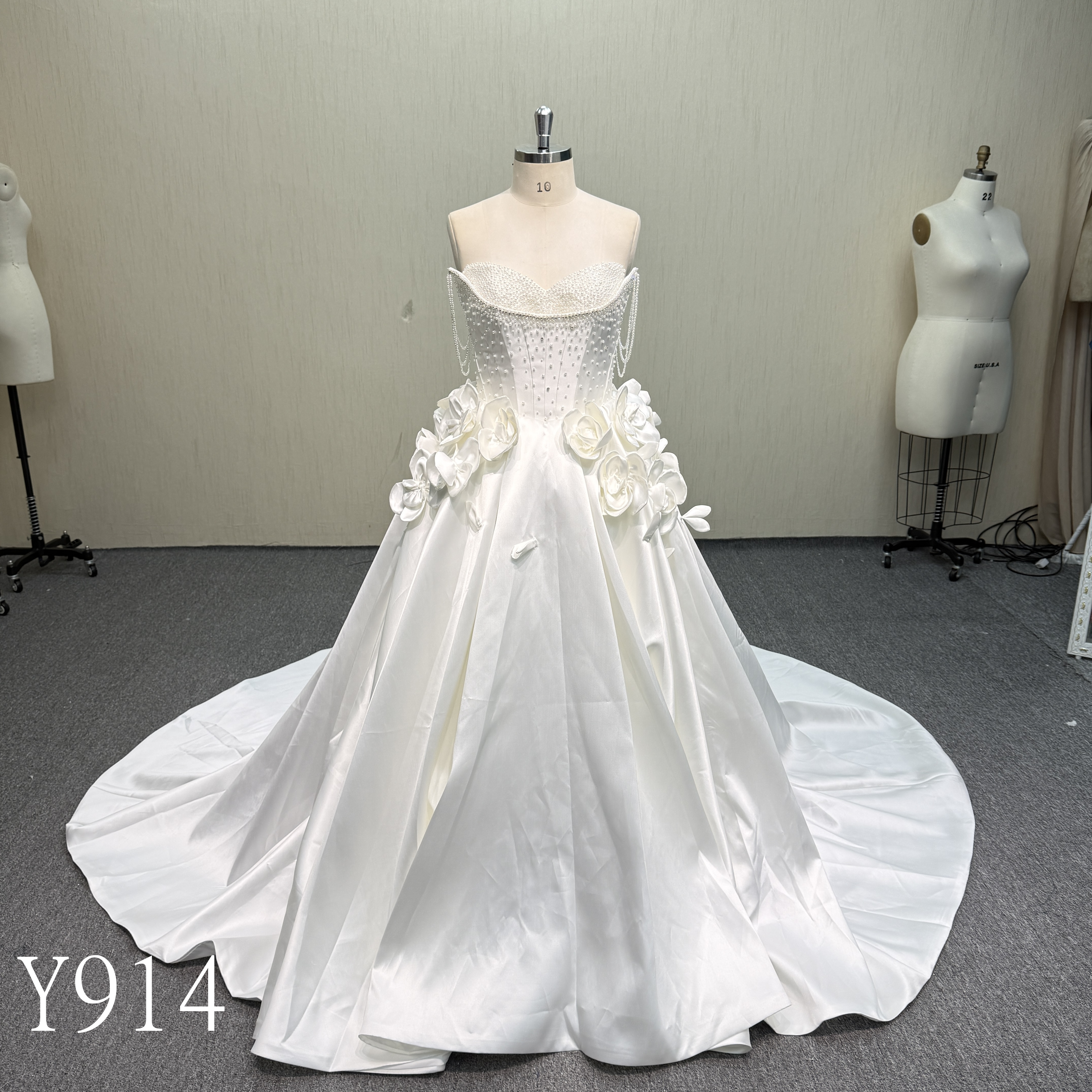 Y914 Luxurious Mikado Satin Ballgown Wedding Dress.