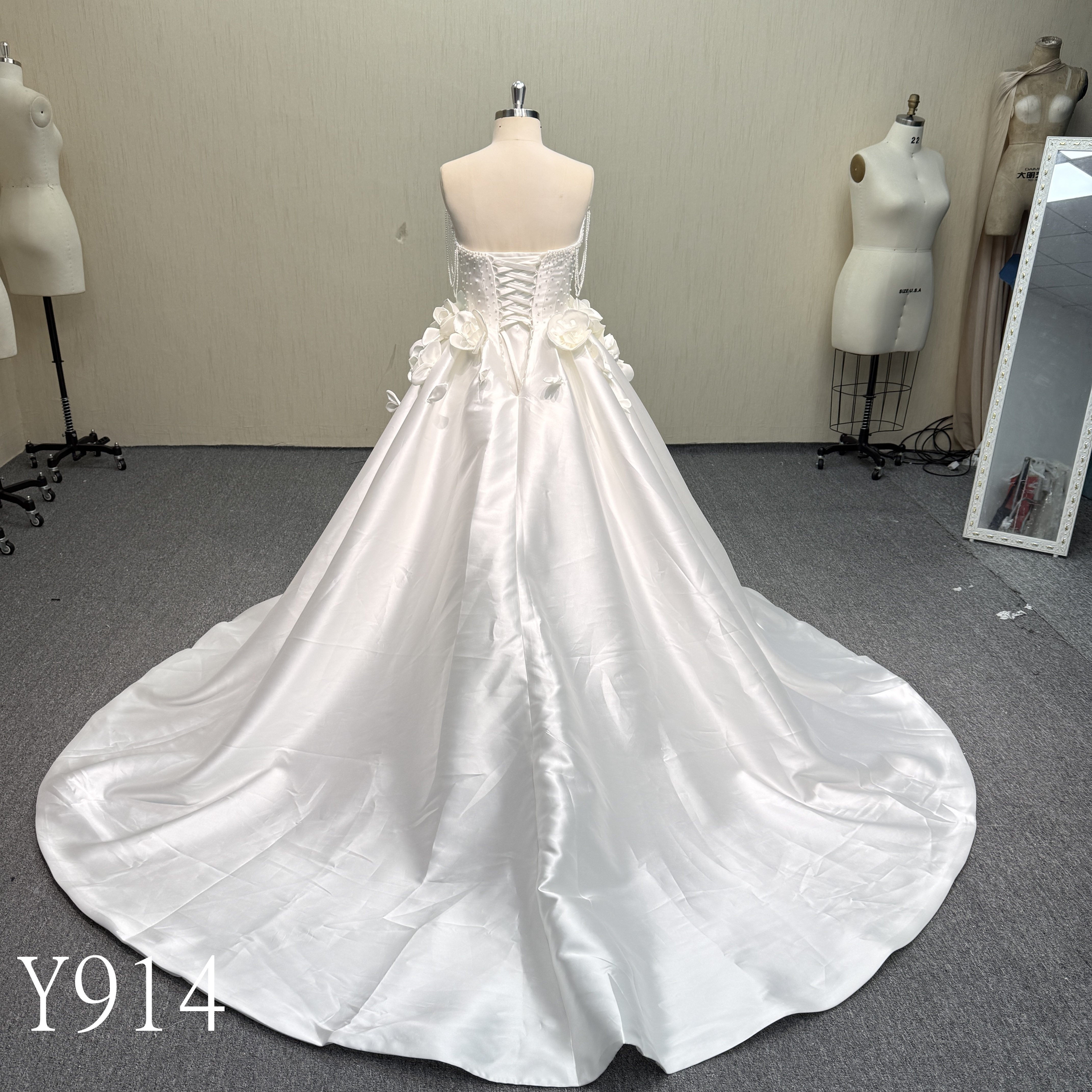 Y914 Luxurious Mikado Satin Ballgown Wedding Dress.