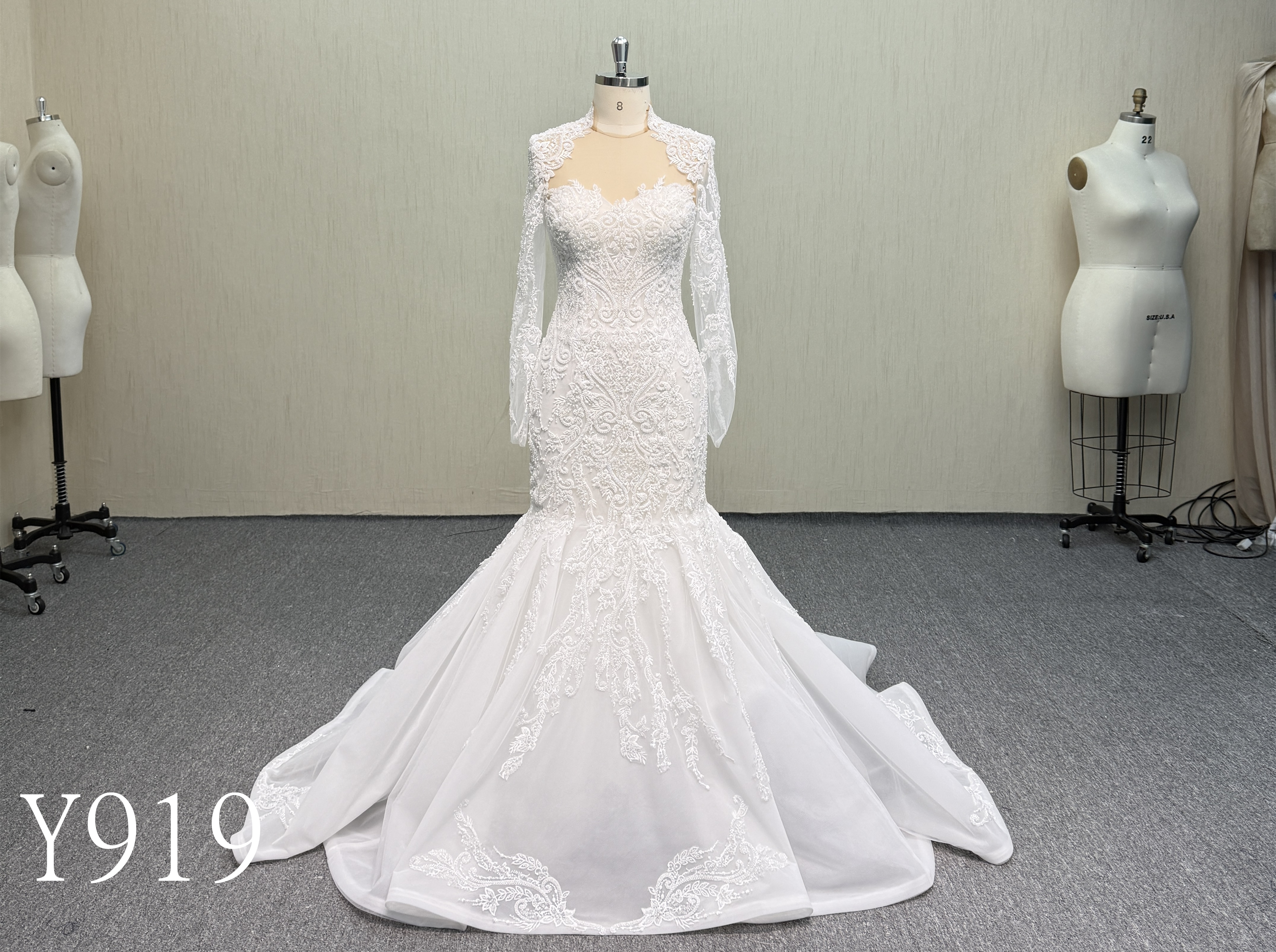 Y919 Off-the-Shoulder Long Sleeve Mermaid Dress