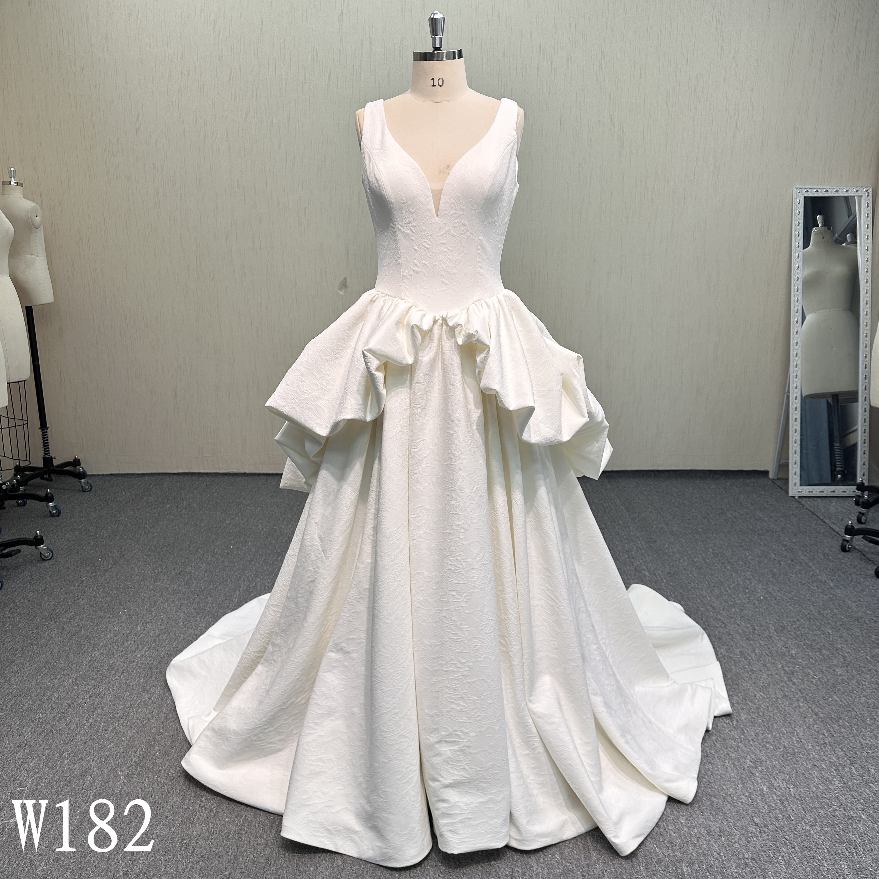 W182 Modern Minimalist Sculptural Wedding Gown
