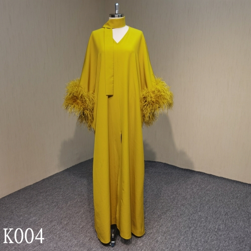 K004 Evening dress with feather made in China