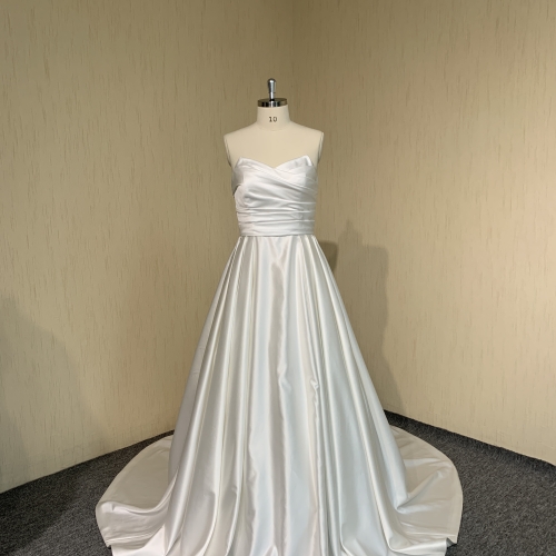 Y026 Satin Sweetheart A-line Bridal Wedding Dress
