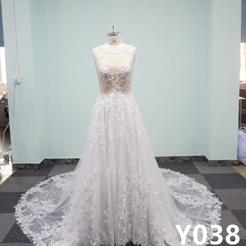 Y038 A-line Strapless Sleeveless Backless Wedding Dresses