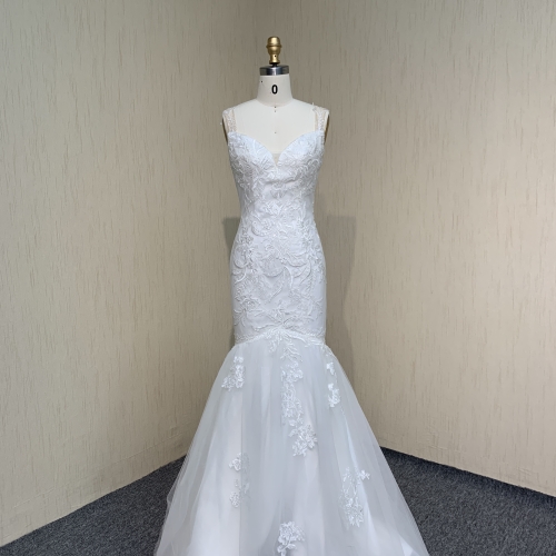 Y077 V Neck Strapless Mermaid Wedding Dress