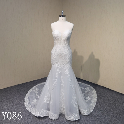 Y086 Sexy Sweetheart Neckline Sleeveless Lace Mermaid Wedding Dresses