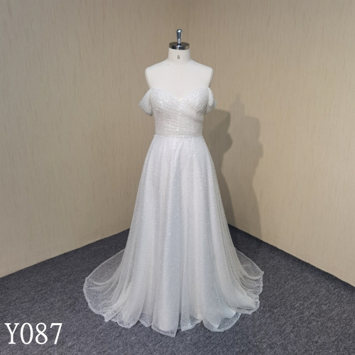 Y087 Beaded Strapless A-line Wedding Dresses