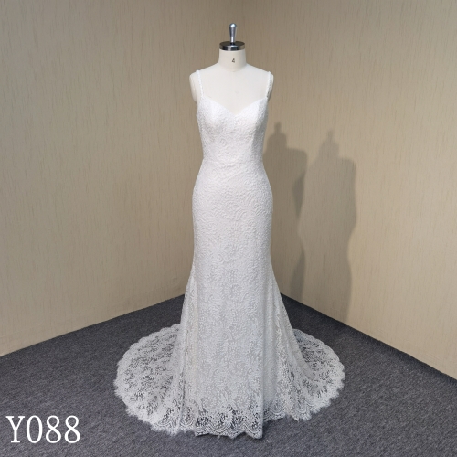 Y088 Sexy V-neck Lace Mermaid Wedding Dresses