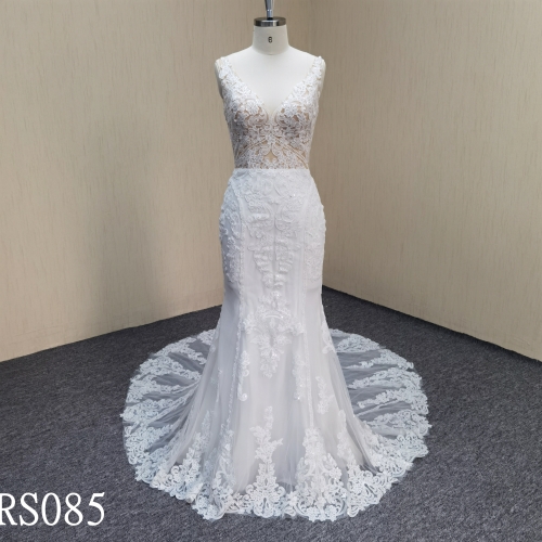 RS085 See-through Mermaid Wedding Dresses with Applique made in China