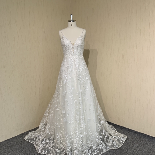 Y010 A-Line with lace flowers Wedding Dress Form Guangdong