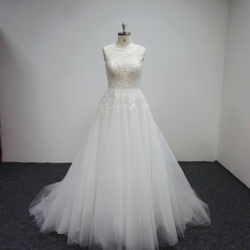 Y013 Wedding Bridal with applique Wedding Dress Sleeveless Dress
