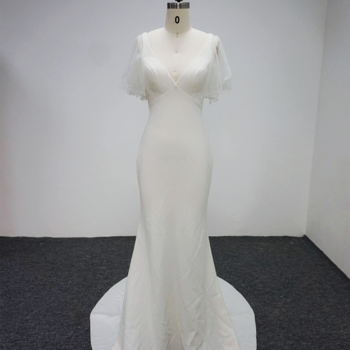Y018 V-neck Mermaid Wedding Dresses with Beaded made in China