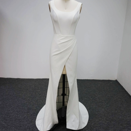 Y019 Scoop-Neck Mermaid Wedding Dresses with Slit made in China