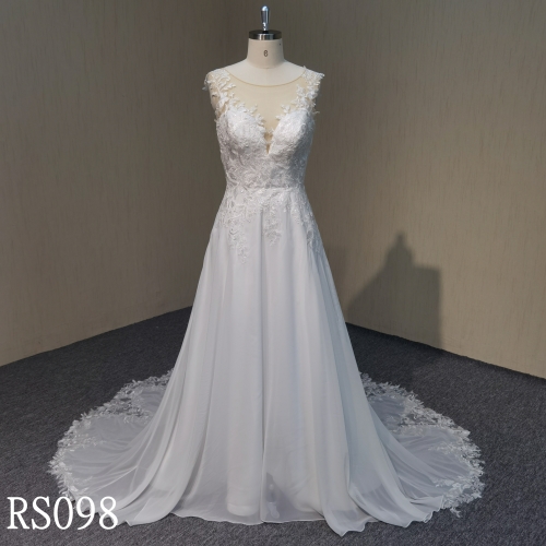 RS098 Lace flowers Wedding Gowns with hem lace Wedding Dress