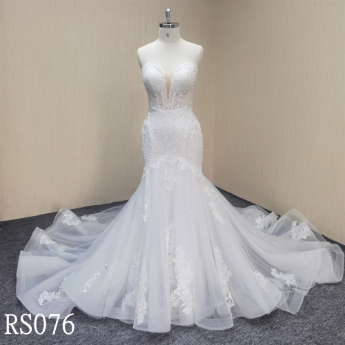 RS076 Lace Flower Sweetheart Mermaid Wedding Dresses made in China