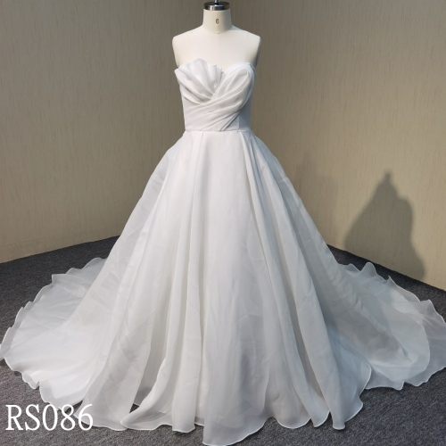 RS086 Sleeveless Sweetheart Neck Bridal Wedding Dresses With Pleat