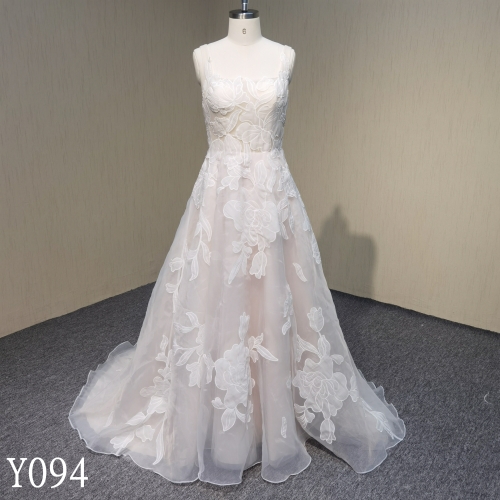 Y094 A Line Wedding Dress Lace Wedding Gowns with strap Wedding Dress Made In China
