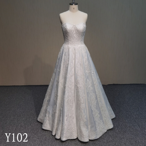Y102 Sleeveless Wedding Bridal with applique Wedding Dress made in china